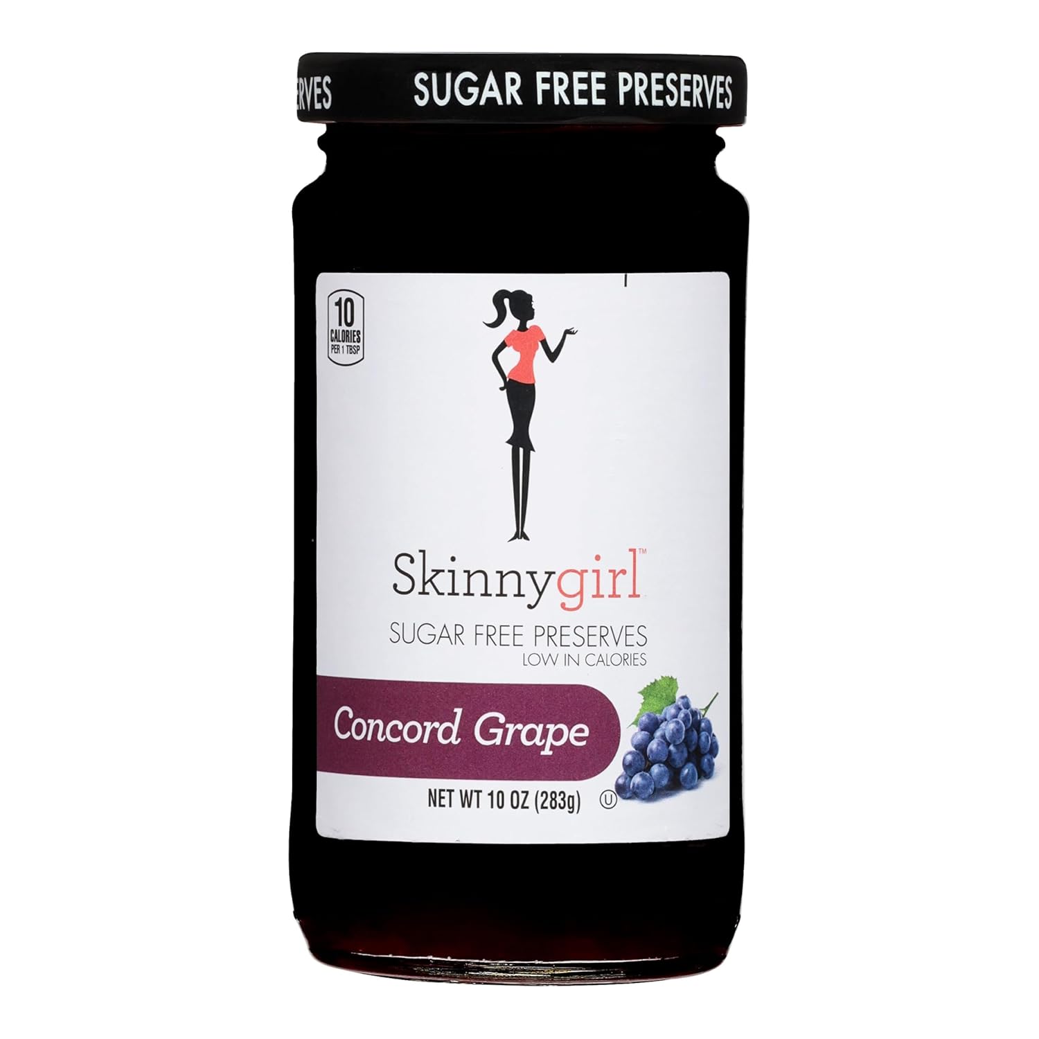 Skinnygirl Merlot Grape Sugar Free Preserves, 10oz Jar - Low Calorie Fat-Free Kosher Grape Spread with Cocktail Twist