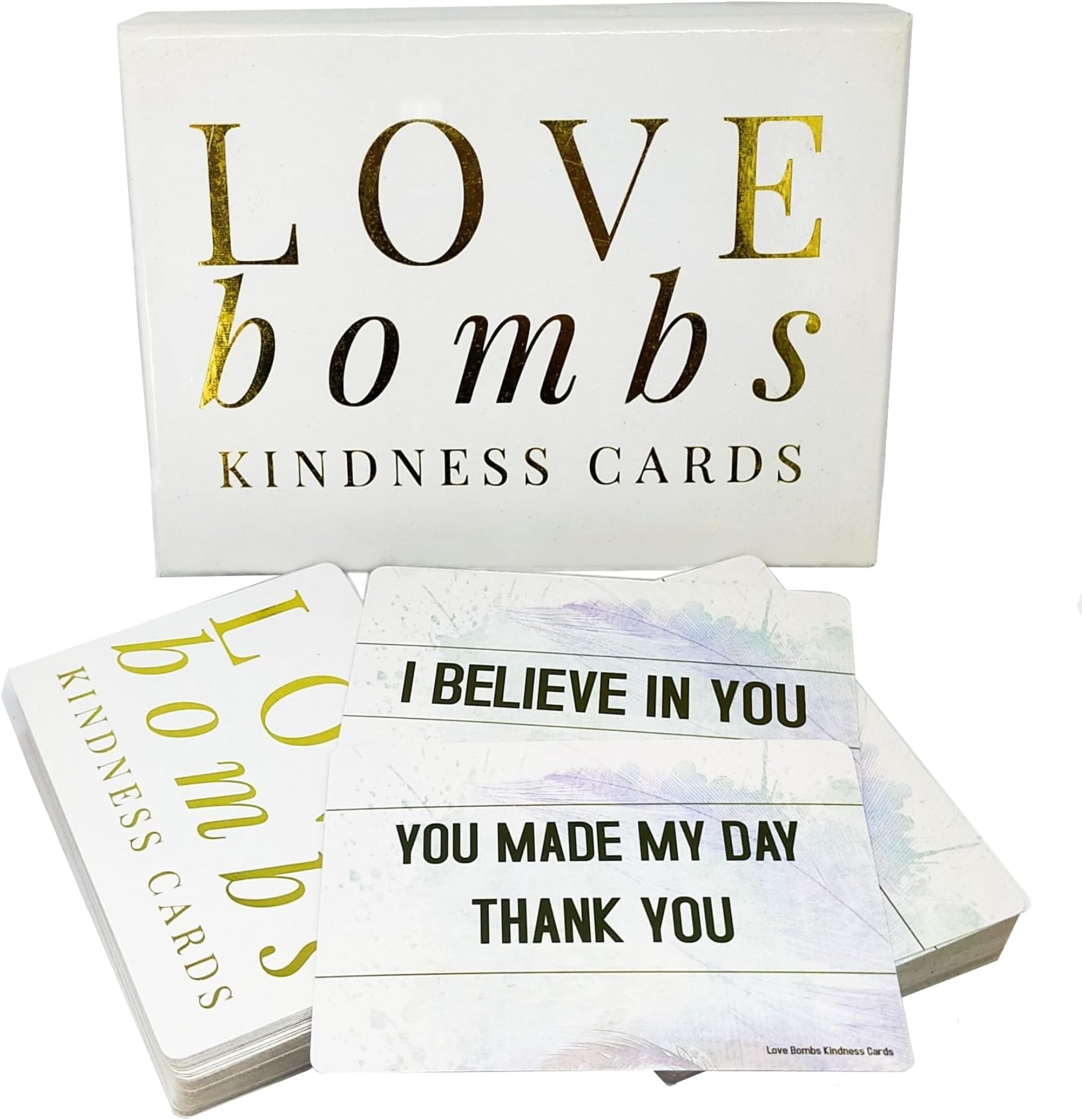 Better Me Love Bombs Kindness Cards – 111 Appreciation & Gratitude Cards, Love Notes for Him & Her, Just Because Gifts, Perfect for Valentine's Day (White & Gold)