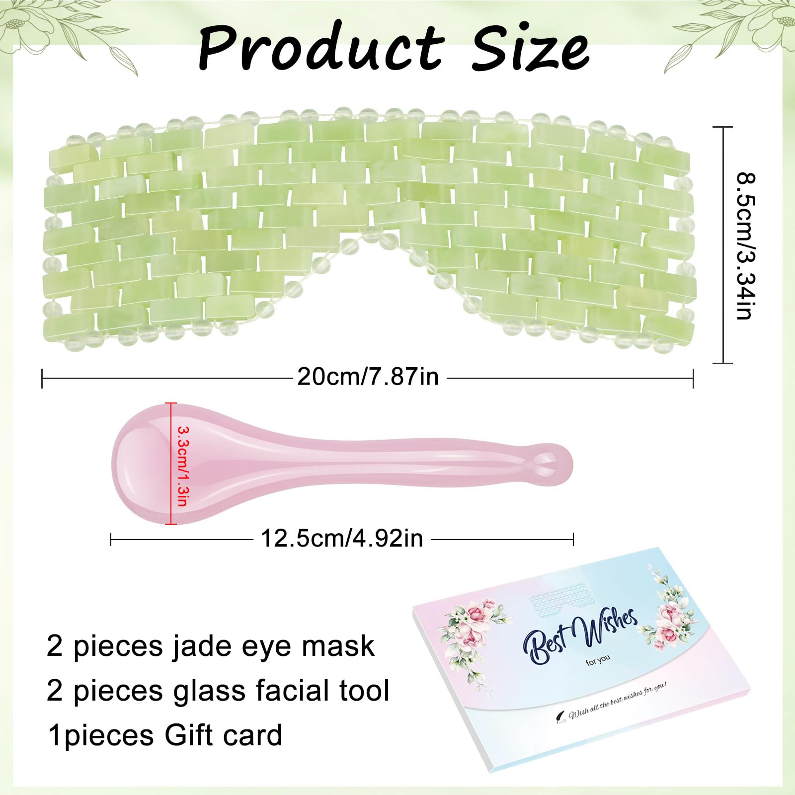 Ice Globes for Face & 4Pcs Jade Eye Mask & Skin-Safe Glass Facial Massage Tool, Jade Cooling Mask & Gua Sha Therapy Roller for Skincare Relieve Puffiness, Anti-Aging, Stress Relief
