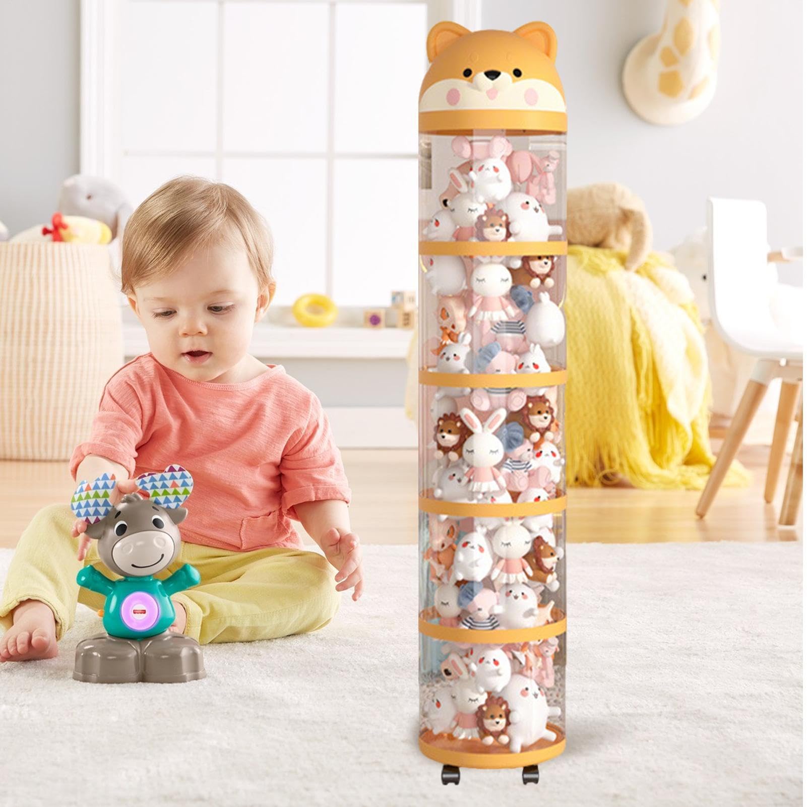 Générique Organizzatore per giocattoli di peluche – Torre grande capacità con ruote, porta giocattoli organizzazione, decorazione per la casa, cameretta dei bambini e sala