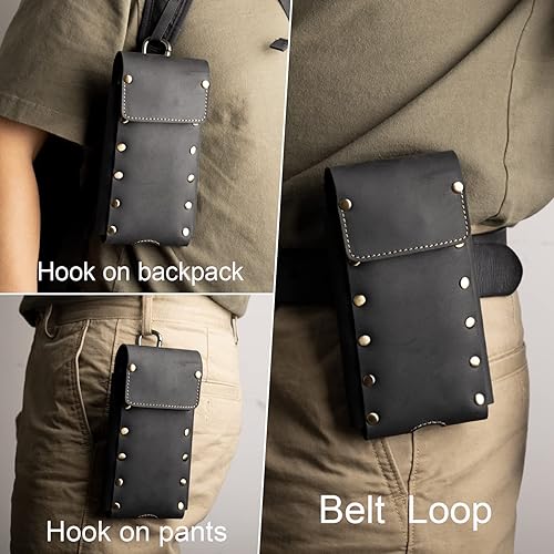 Miniatura 10 de Topstache Funda de cuero para teléfono, soporte para cinturón Samsung S23 S22, iPhone 14 Pro, funda de cuero para iPhone 14, funda universal para