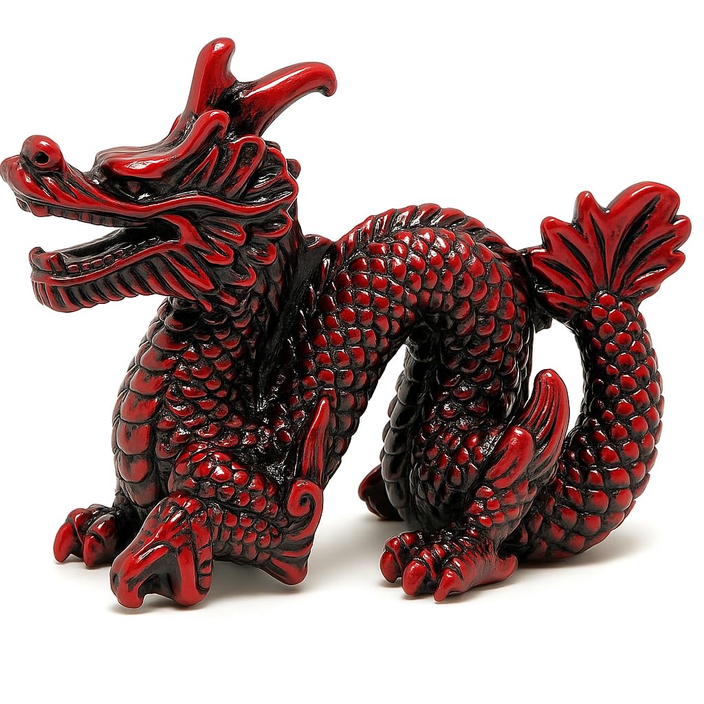 JRose Collections Red Money Dragon Feng Shui Chinese Lucky Charm for Prosperity 7.5cms High (JR1068)