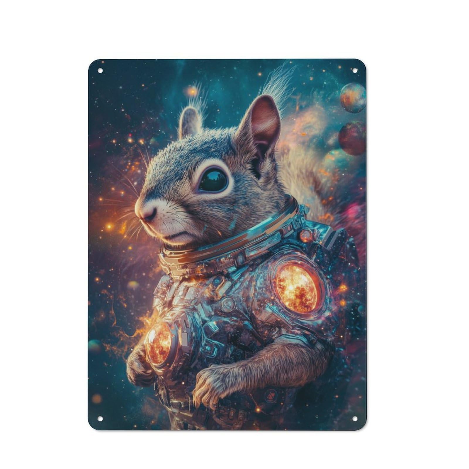Junmoney Squirrel Astronaut Tin Wall Plaque 40X30cm With For Home Bar Wall, For Hosts Who Enjoy Retro Interiors