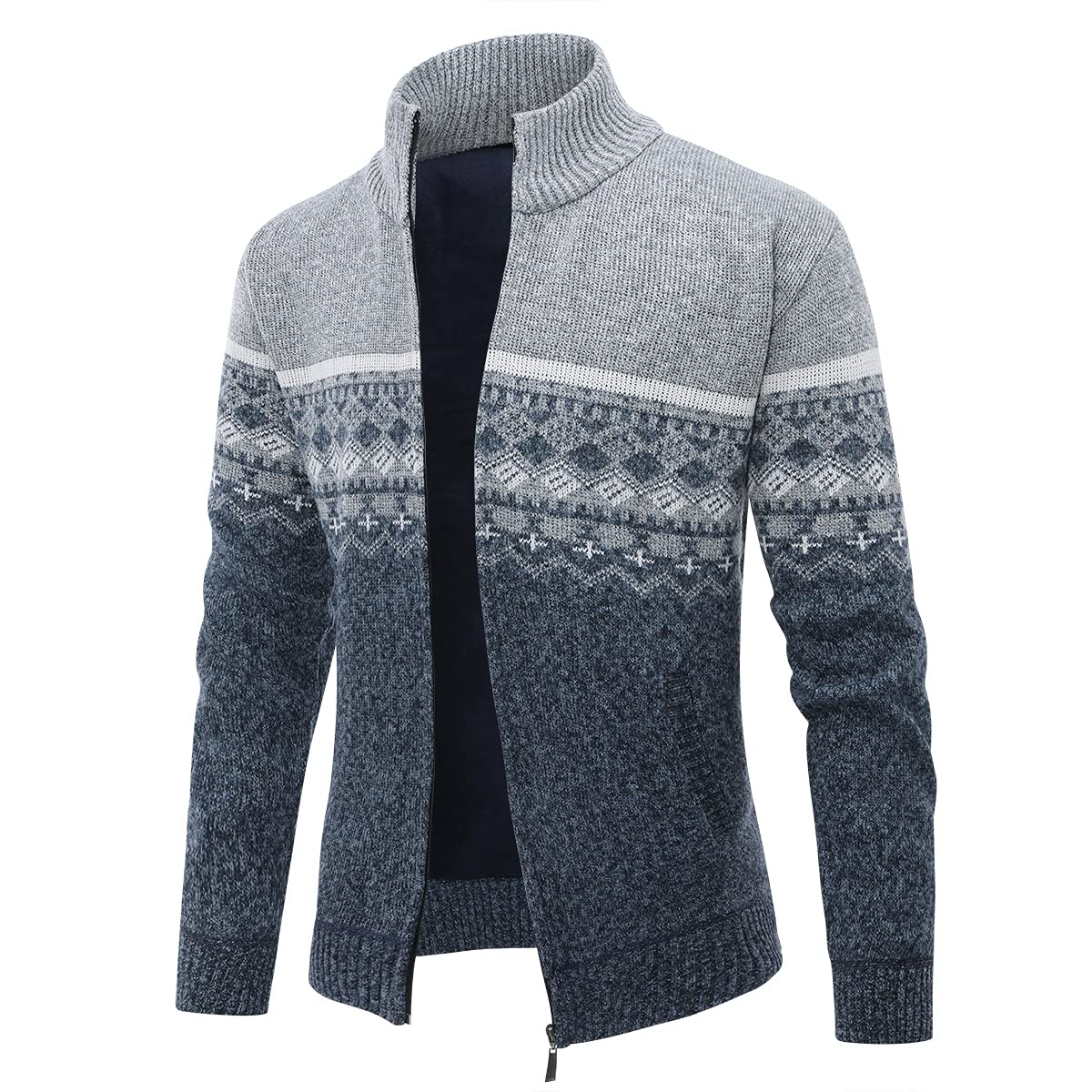 YOUTHUP Cardigan da Uomo Giacca con Maglione Maglia Manica Felpa Lungan Zip Righe Caldo Invernale Outwear Tops