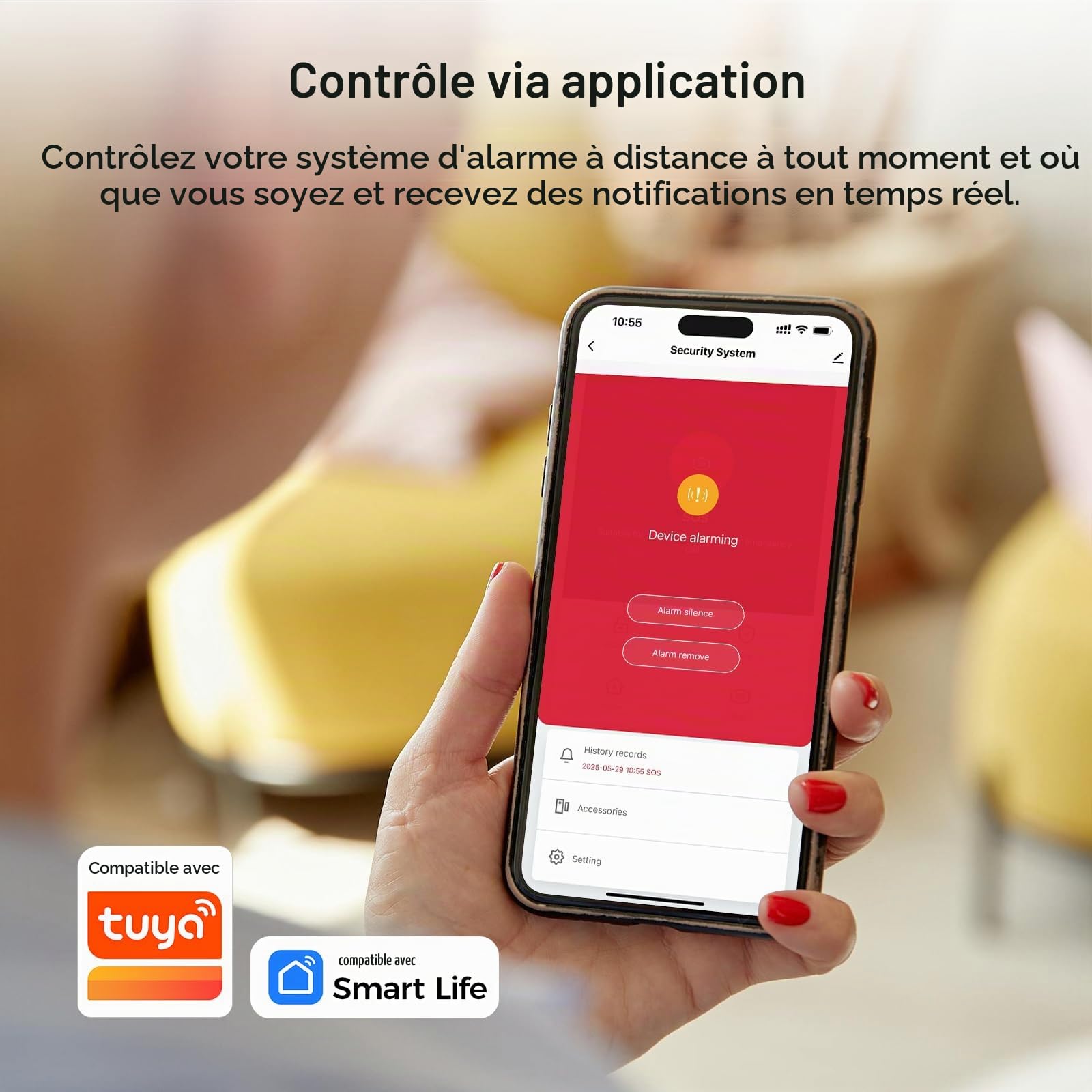 Système de sécurité Domestique, système d'alarme Anti-Intrusion 4G GSM Wi-FI, kit de 22 unités avec caméra Seeurity 2 MP, détecteur de Mouvement PIR, capteur de Porte et télécommande