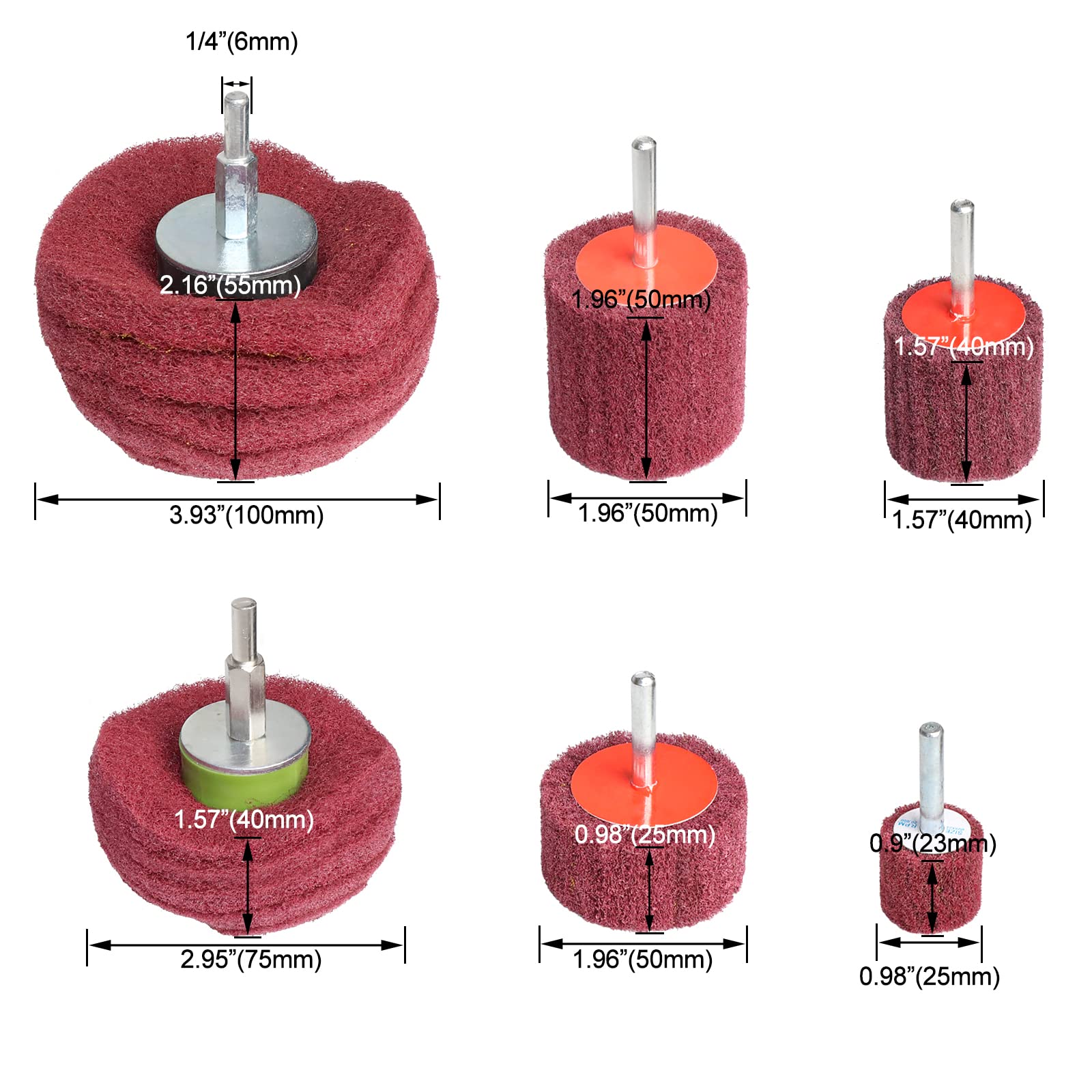 Abrasive Buffing Wheels - 6 Pack Polishing Kit -2