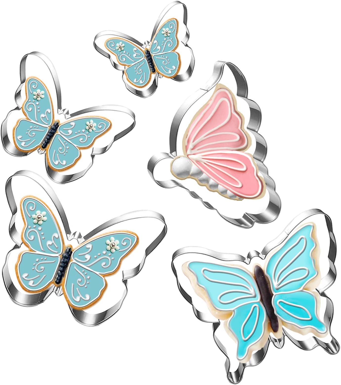 - LUBTOSMN Butterfly Cookie Cutter Set-5 Piece-Butterfly Fondant Biscui Cutters