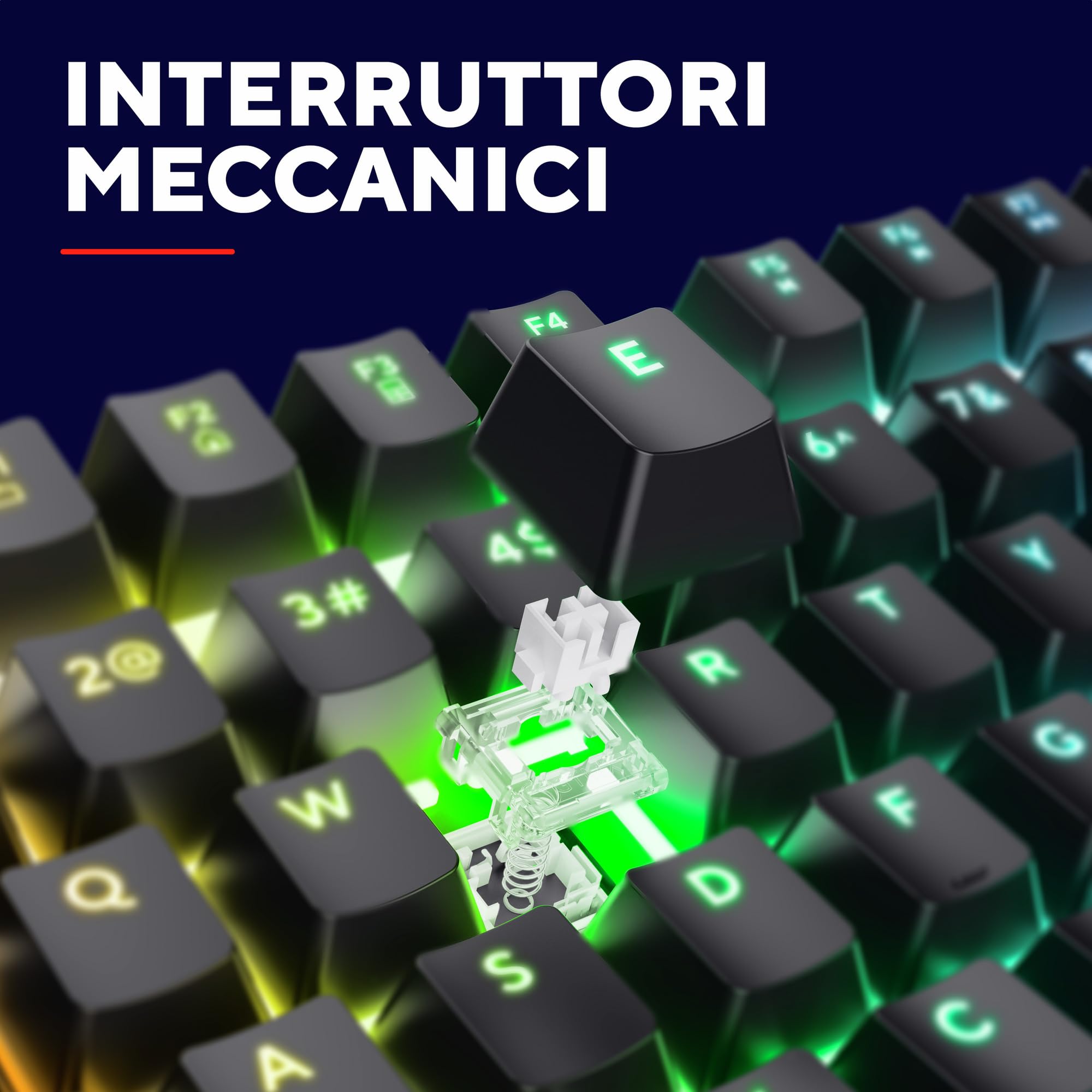 Trust Gaming GXT 871 Zora Tastiera Meccanica 100% Layout Italiano QWERTY Retroilluminata RGB, Tasti Huano Lineari, Anti-Ghosting con N-Key Rollover, Tastiera Gaming con Filo USB, PC, Laptop, Nero