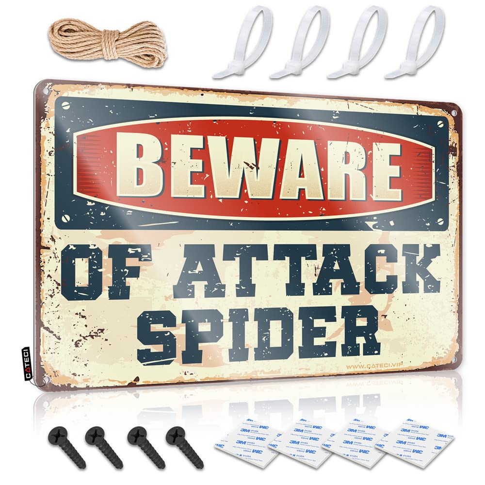 Beware Of Attack Spider Southern Decoration | Statue Vintage Style Trespassing Science Decoration Easy Hang(30X40CM)
