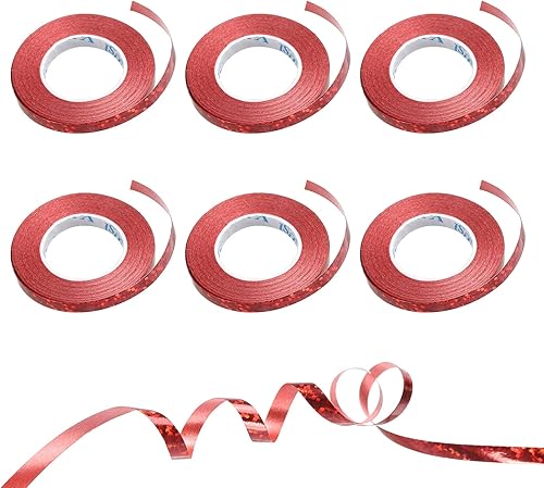 Miniatura 6 de PATIKIL 6 cintas rizadoras de globos prensadas de 3/16 pulgadas láser metálico brillante 11 yardas iridiscentes para decoración de fiestas, Morado