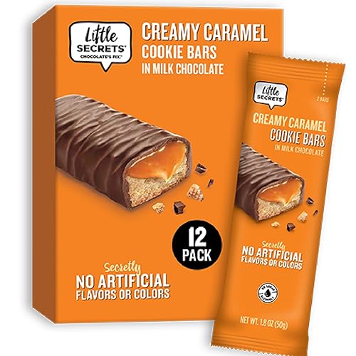 Little Secrets Barras cremosas de galletas de caramelo en chocolate con leche barras de 18 onzas 12 unidades secretamente menos dulces