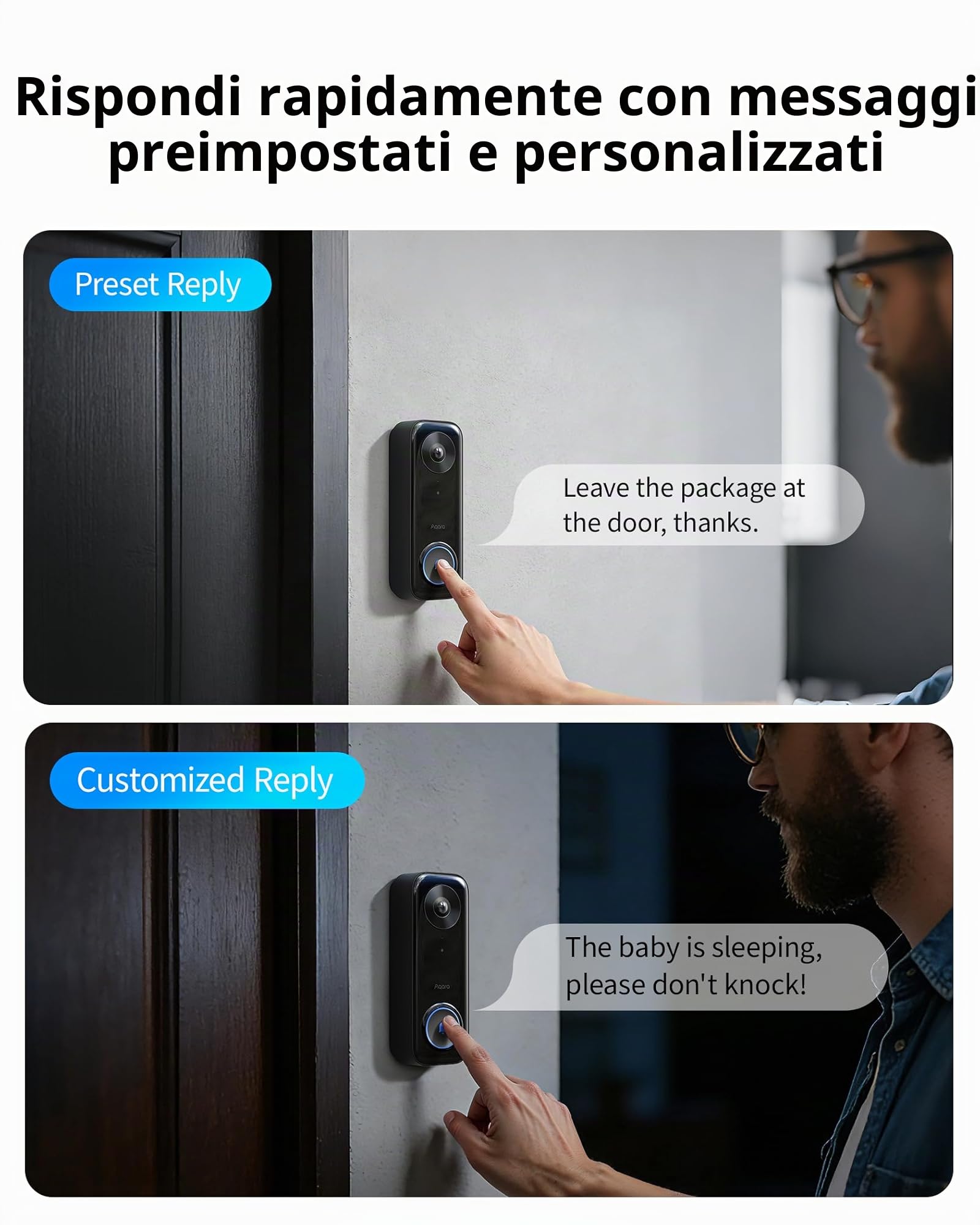 Aqara 2K Video Campanello G400 con Suoneria, Cablato/PoE, HomeKit Secure Video, Audio Bidirezionale, Wi-Fi 6 2,4/5GHz, Supporto Alexa/Google/SmartThings, Rilevamento Locale & Registrazione 24/7, IP65