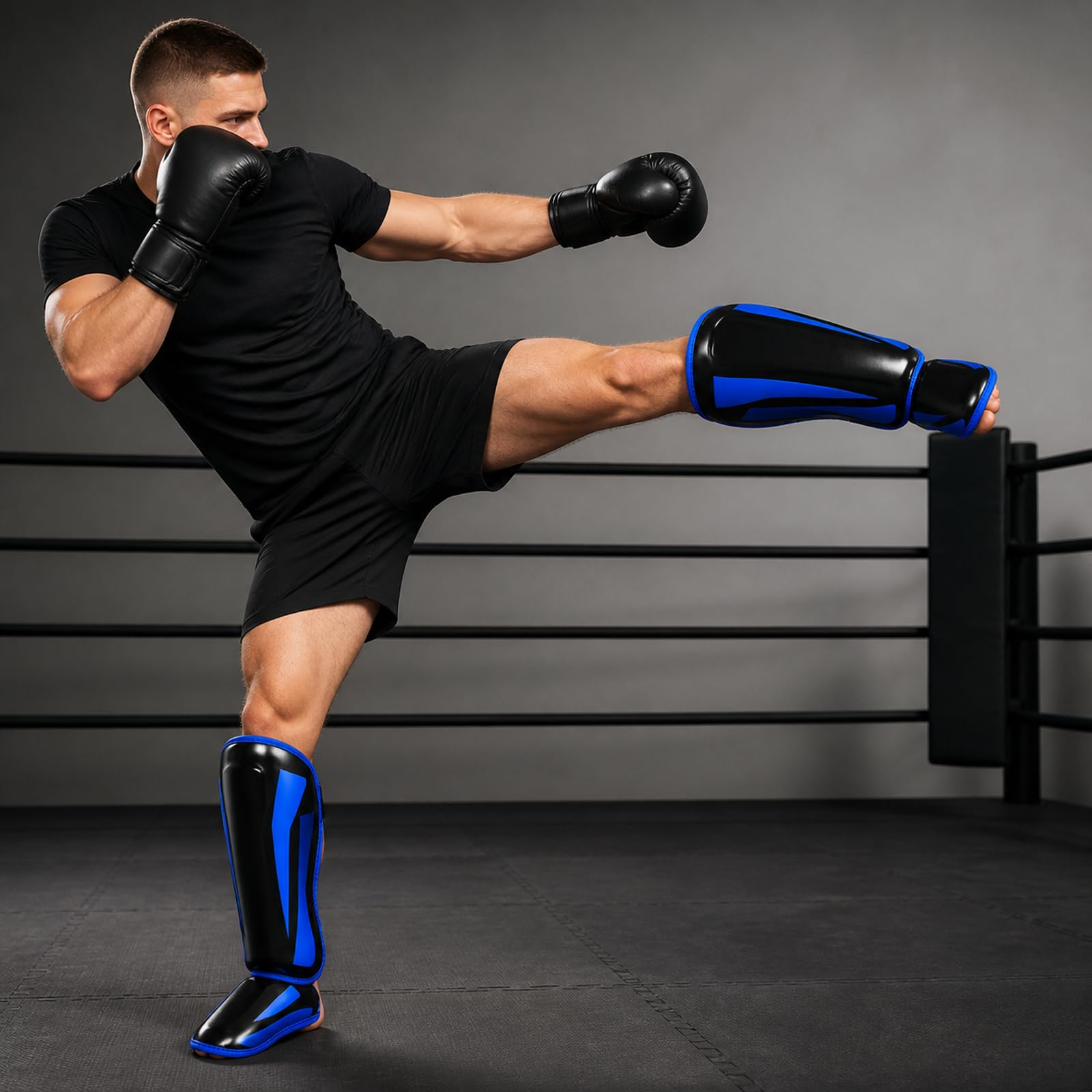 Podkładki ochronne na podbicie nóg, ochraniacze nóg bokserskich, skórzane ochraniacze goleni, regulowane, zapewniają dopasowanie, oddychające, do boksu, taekwondo, muay thai, kickboxingu, sportów