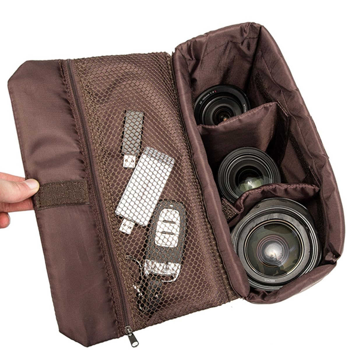 2 Piezas Bolsa de Almacenamiento para Cámara y Ligera Bolsa Acolchada Profesional para Lentes de Cámara Accesorio de Fotografía con Compartimentos Diseño Práctico y Resistente para