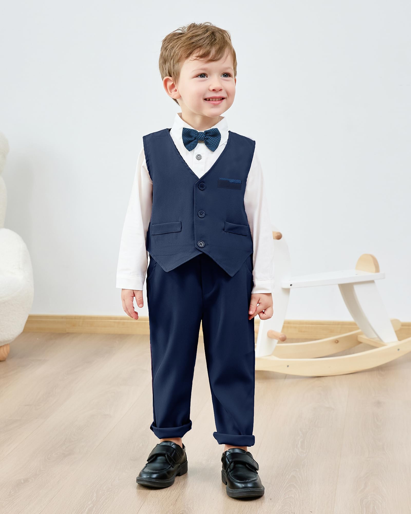 nilikastta Ropa para bebé niño pequeño, traje de boda para caballero, vestido formal, camisa, corbatín, chaleco, pantalones con tirantes, de 1 a 9 años
