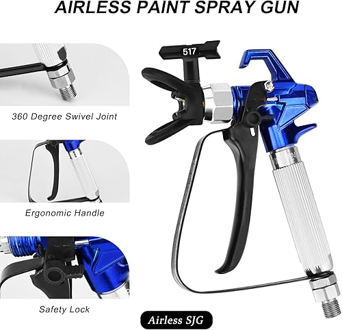 Miniatura 4 de Pistola pulverizadora de pintura sin aire de alta presión 3600 PSI con una junta de accesorios de manguera de acero inoxidable giratoria de 14 de