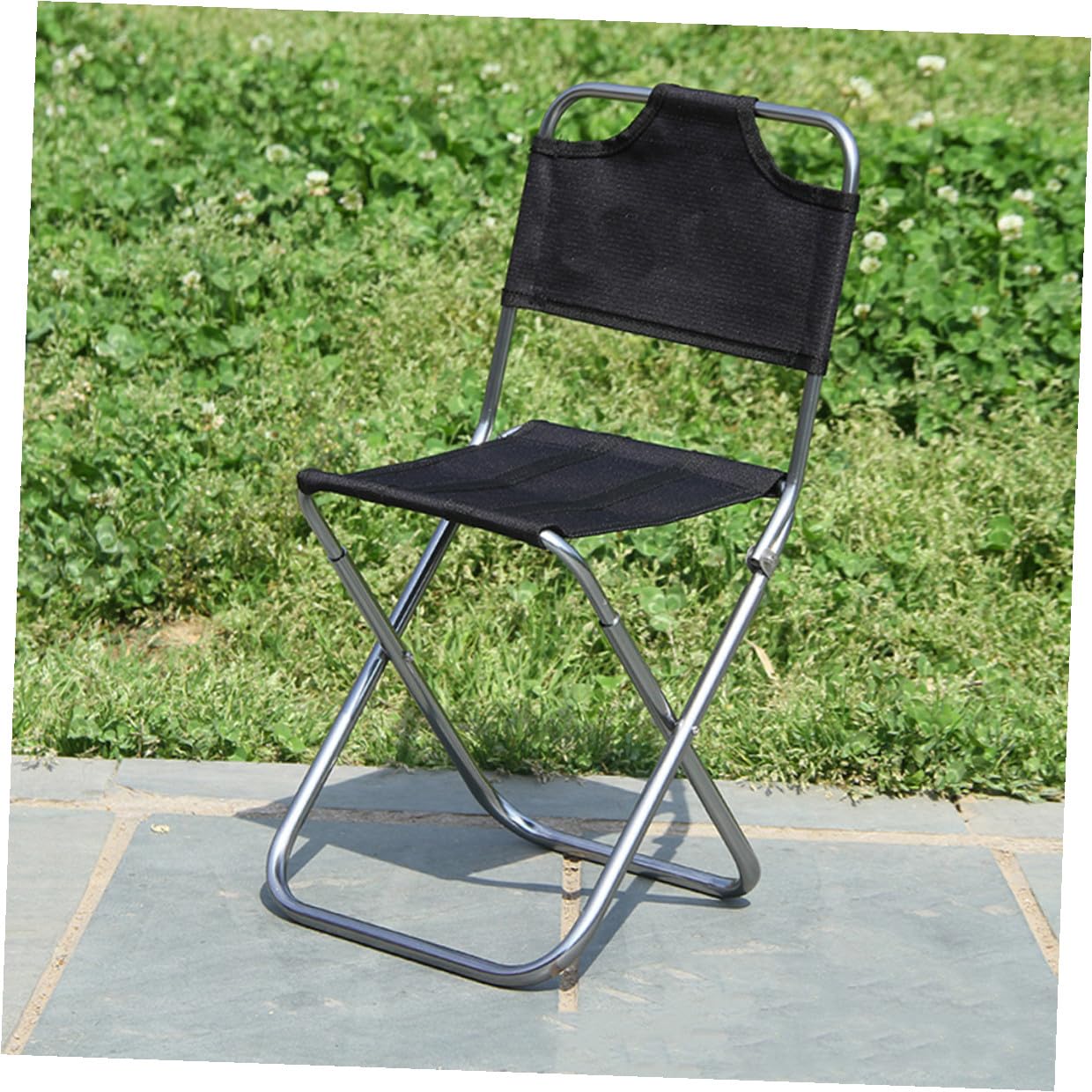 Gatuida Sgabello Pieghevole da Pesca in Lega di Alluminio Sedia Portatile da Campeggio con Schienale Ultra Leggera e Resistente per Escursionismo e Attività Outdoor Nero Argento