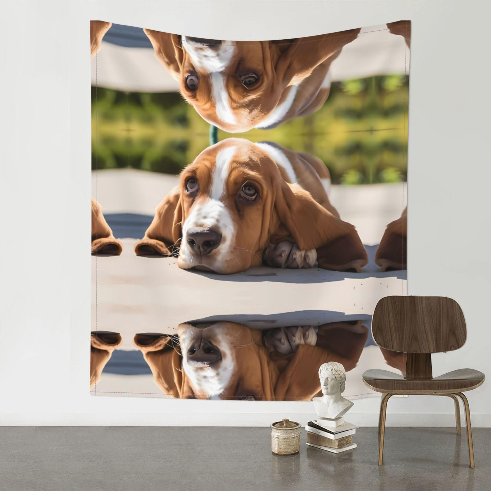 WHJSSF Resting dog Prints 60x51in Wall Tapestry Bohemian Throw Blanket Dorm Decor Beach Picnic Cover