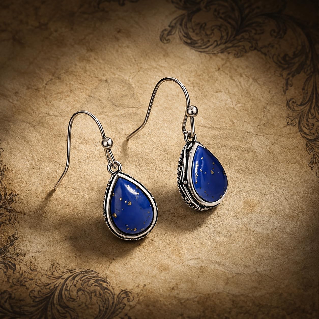1 Pair Blue Teardrop Earrings for Women, Stone Dangle Drop Elegant Lightweight with Silver Hook, Vintage Trendy Daily Wear Fashion Jewelry Accessories for Special Occasions image 3