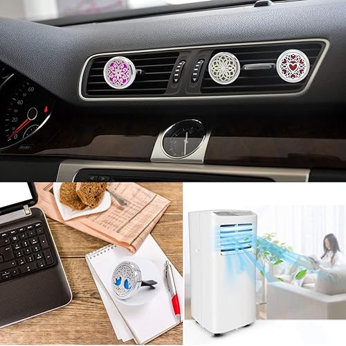 Miniatura 7 de 4 piezas de aceite esencial difusor de coche clip de ventilación, difusor de aromaterapia para automóvil, ambientador de aire con 48 almohadillas de