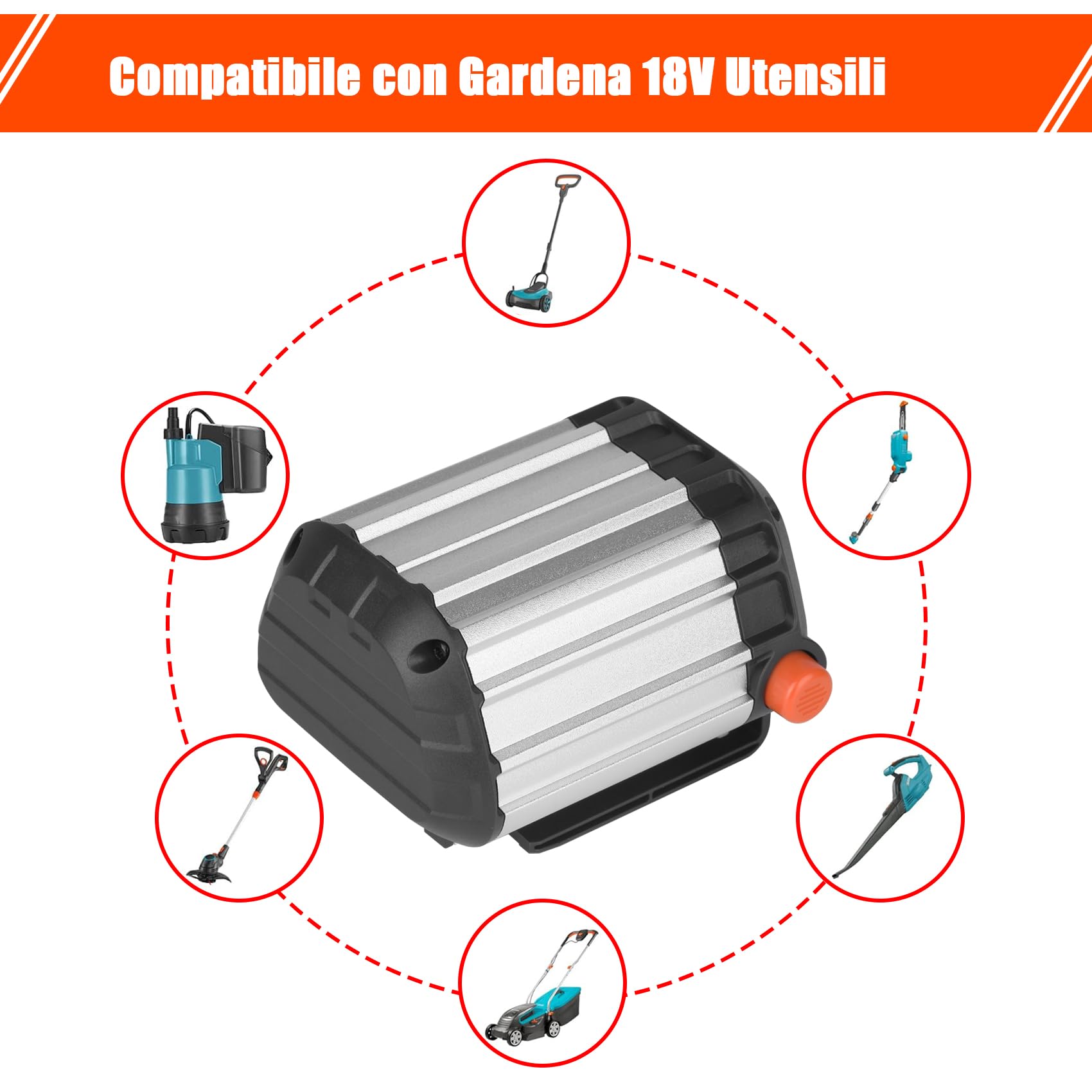 18V 4000mAh Batteria per Gardena 18 Volt Batteria BLi-18 9840-20 9839-20 Batteria Compatibile per Gardena Li-ion 18V BLi-18 Utensili