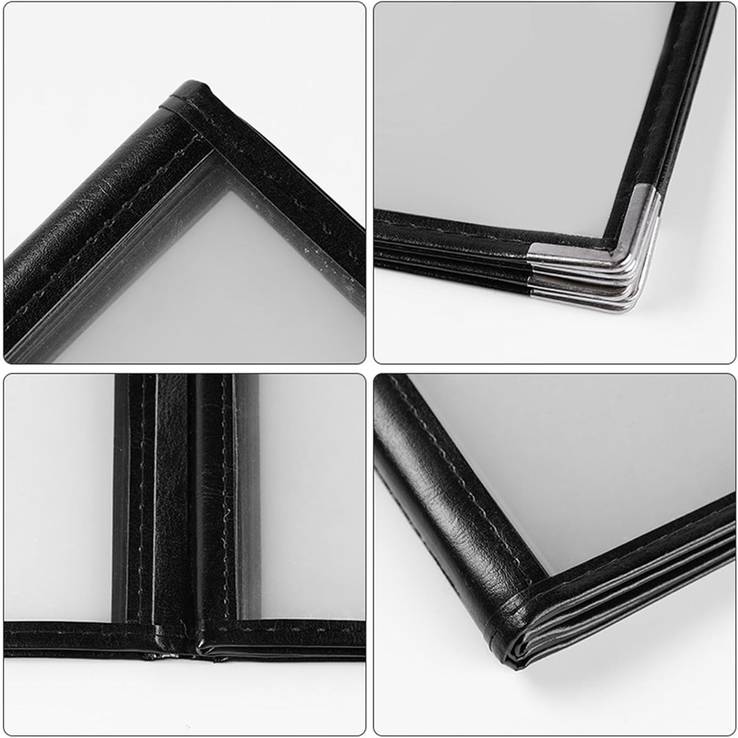 Restaurant Menu Cover Clear Panels Double Holder Metal Corners PVC Material Transparent Book Suitable for Restaurant Hotel Cafe, 6 Page 12 View, 320mmx230mm