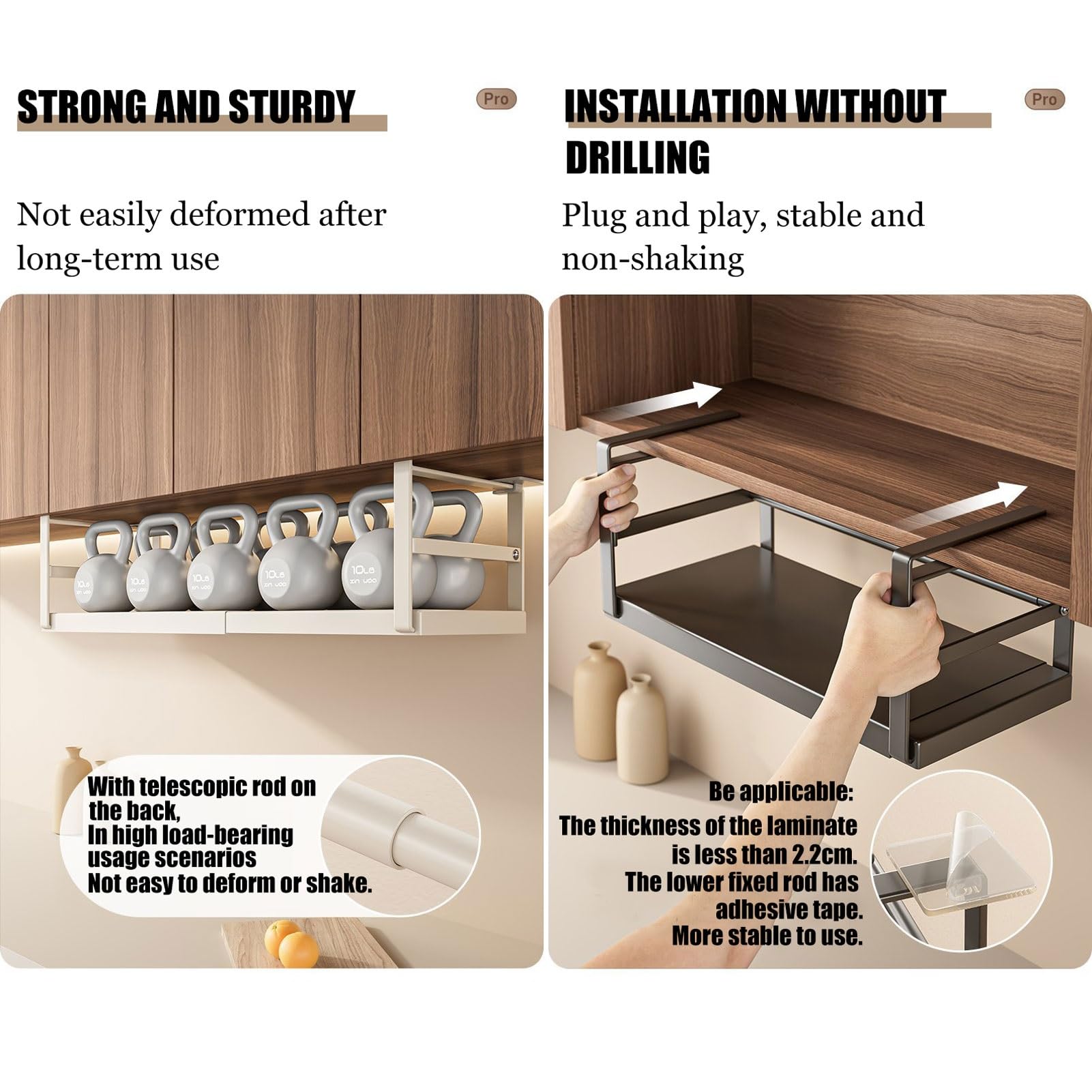 Mensola in metallo da appendere per armadio da cucina, armadio, ripiano inferiore per ufficio, bagno, armadio organizer cestino per appendere oggetti.