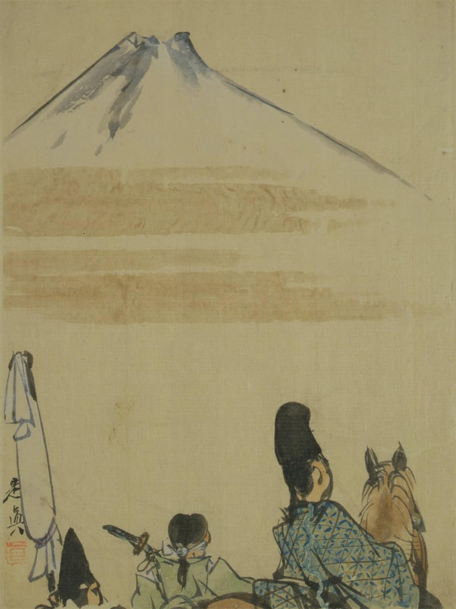 ARTXLXXBN Famous Prints Artwork Pictures Poster Painting Art Travellers Near Mount Fujiyama by Shibata Zeshin Artwork Landscape Pictures for Home Decor 60x90cm