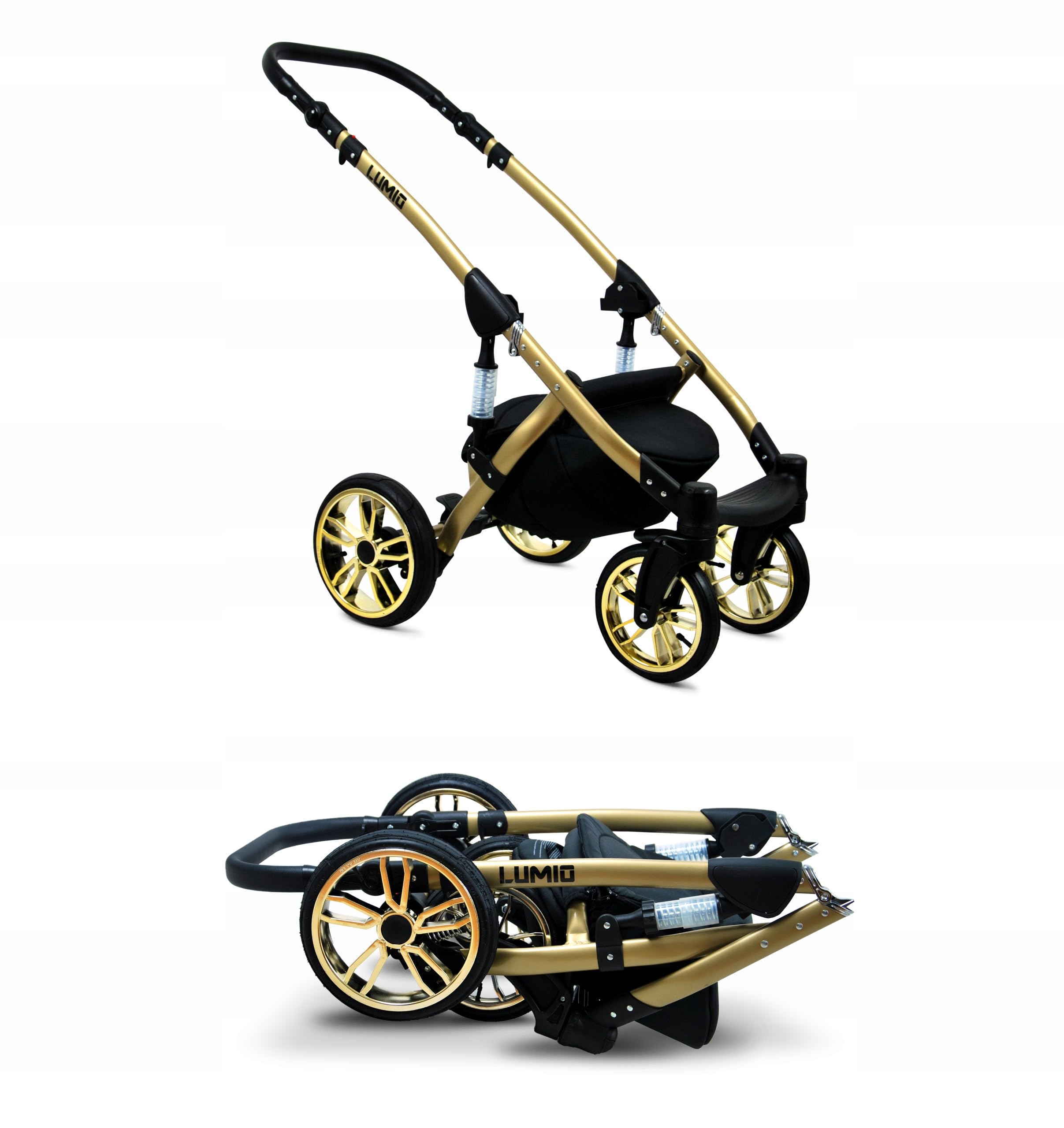 BabyLux® Kinderwagen Set 3 in 1 - Lumio - incl. Babywanne, Buggy Sportsitz, Auto-Babyschale - Autositz - Kinderwagenset - Kombikinderwagen mit Wickeltasche, Regenschutz usw.
