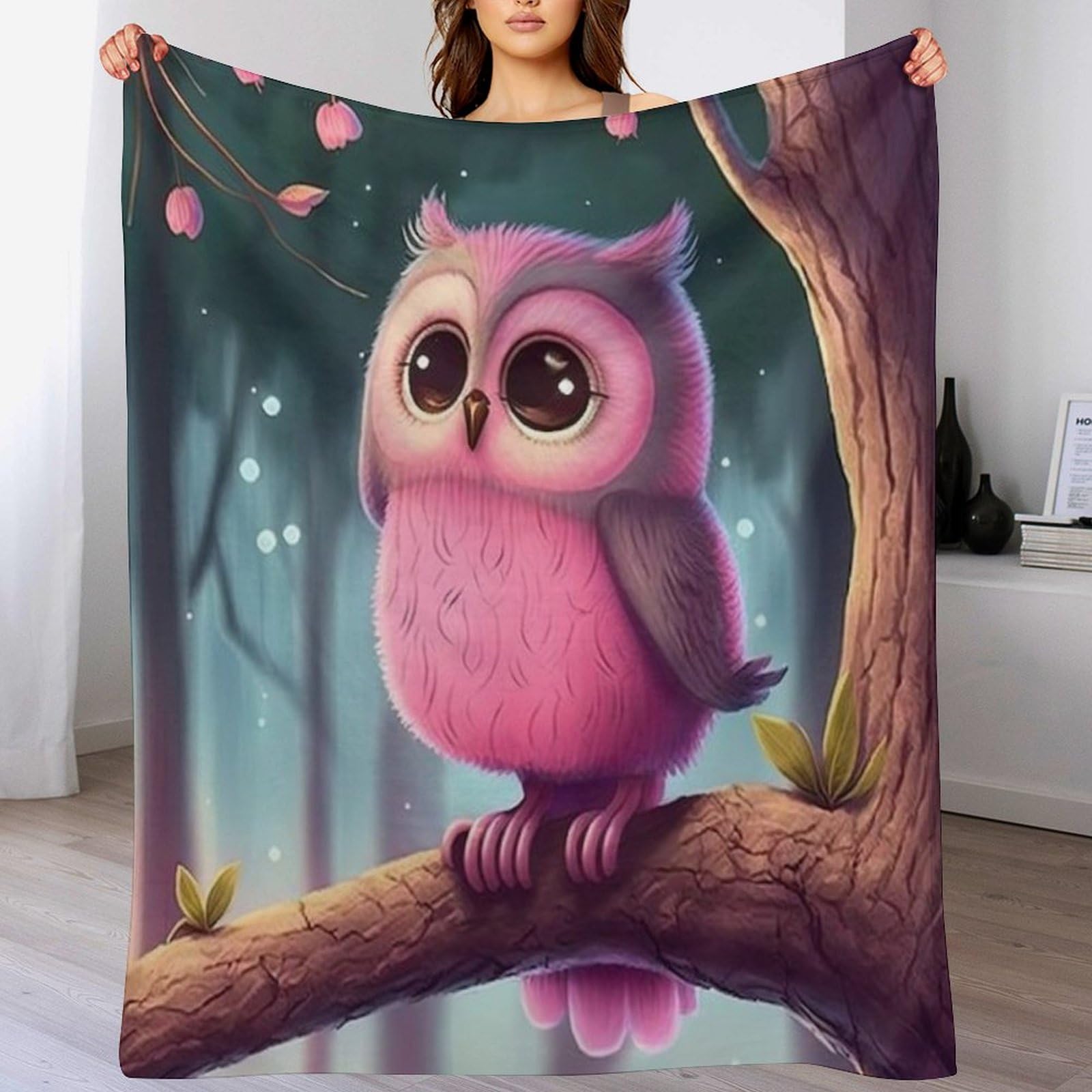 Couverture polaire en flanelle hibou plaid lit 140x180 drap bébé canapé