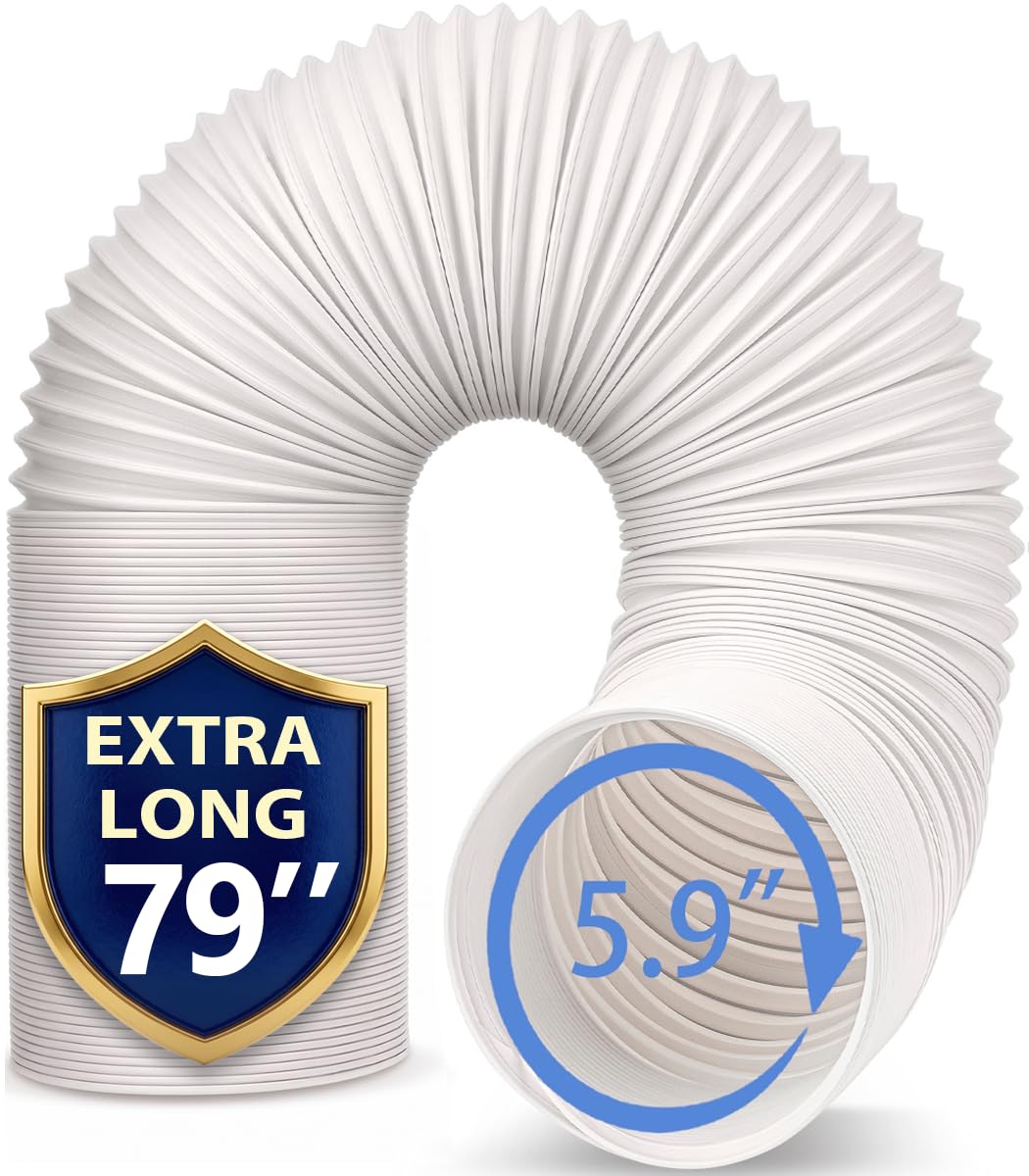 Jin&Bao 5.9" (6") Diameter AC Hose, 78.7" Length Portable Air Conditioner Exhaust Hose, Clockwise Thread, Universal Replacement