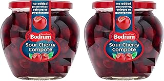 Bodrum Sour Cherry Compote | Visne Kompostosu | Authentic Taste | Tuskish Cuisine | No Additives and Preservatives | Sour Cherries | Tinned Foods | Turkish grocery | 540G (Pack of 2)
