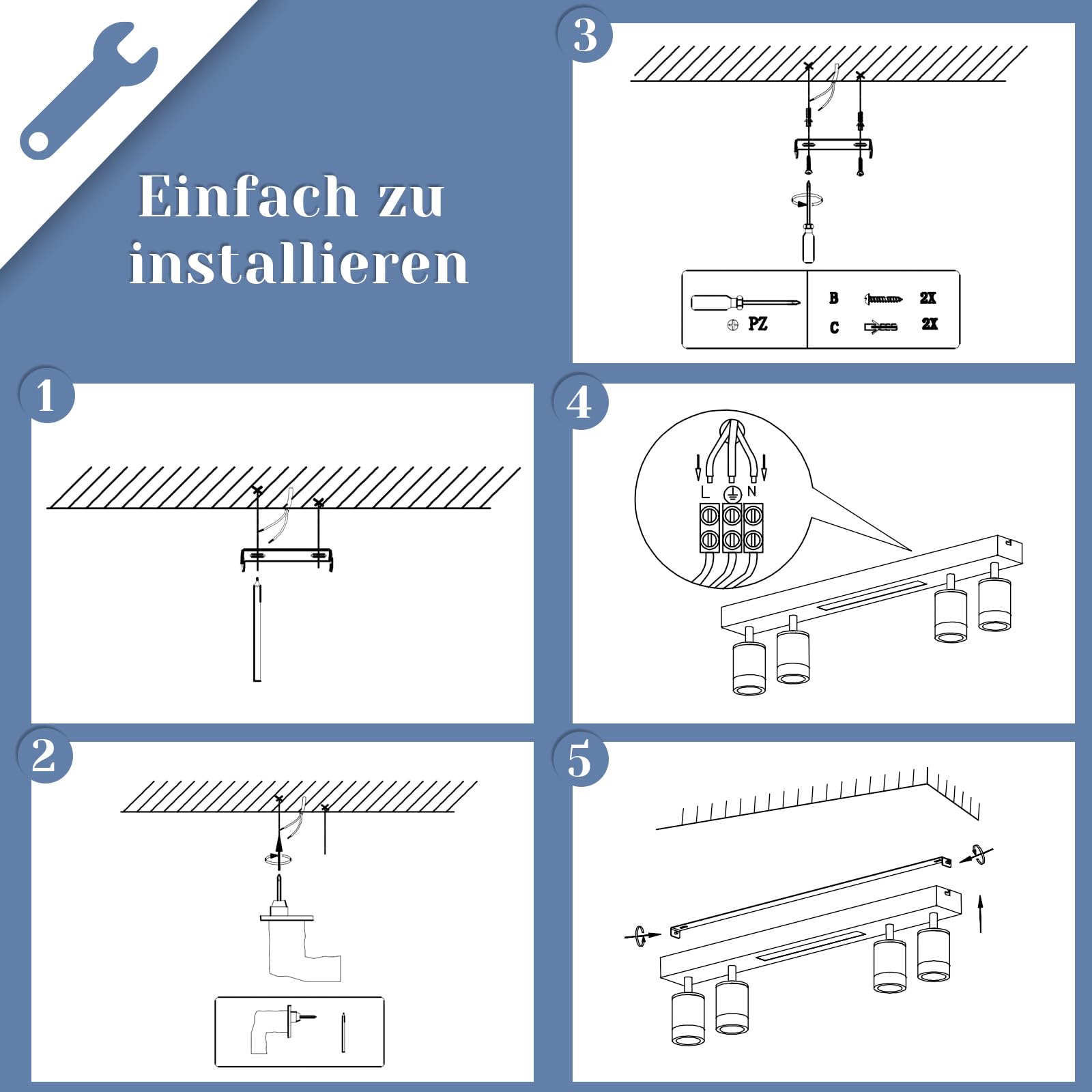 LED Deckenleuchte Dimmbar Deckenstrahler 4 Flammig Schwarz | Deckenspots mit Fernbediennung 3000K-6500K 38W Schwenkbar Modern für Wohnzimmer Schlafzimmer Küche Büro