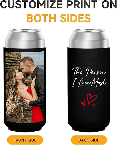Miniatura 10 de Paquete de 12 fundas personalizadas para latas de cerveza a granel, soporte aislado para botellas de bebidas con logotipo y texto de imagen para
