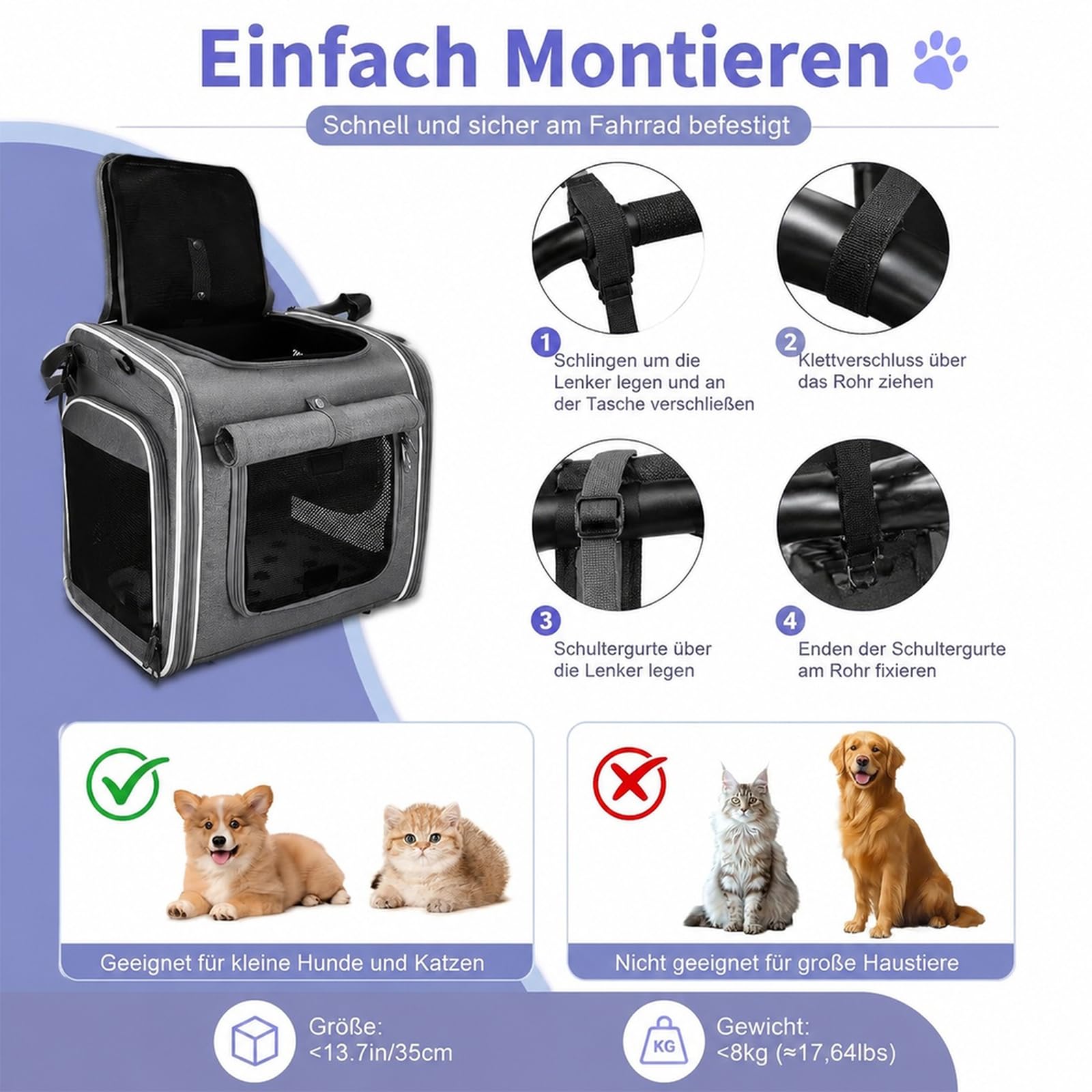 Cestino per cani anteriore fino a 5 kg, cestino per cani 4 in 1, pieghevole e traspirante, zaino espandibile, borsa da viaggio per animali domestici per gatti e cani