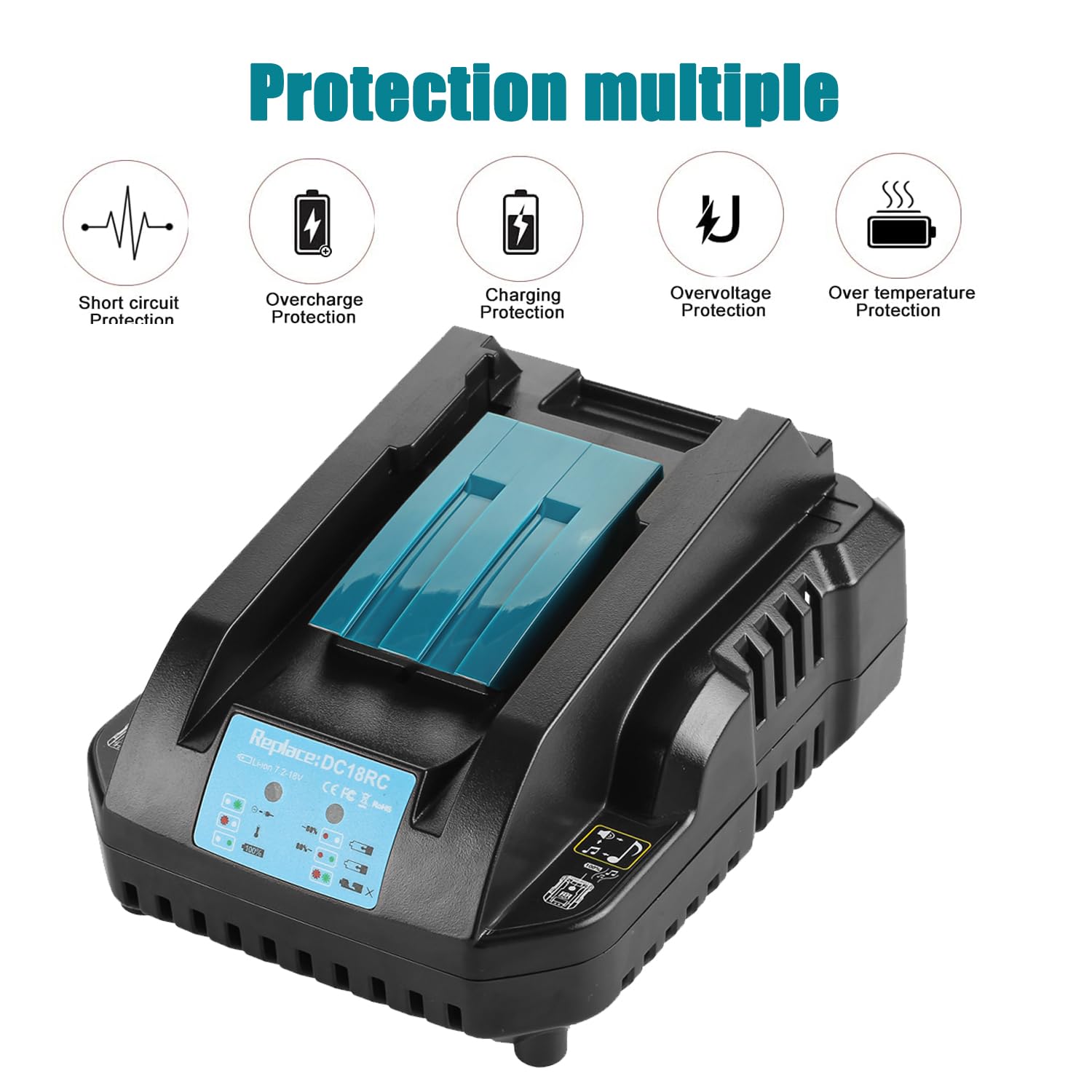 Energup 14,4V-18V 3A Chargeur de Rechange pour Makita Chargeur 18V DC18RC DC18RD pour Makita Batterie 18V BL1850 BL1840 BL1830 BL1430 BL1415