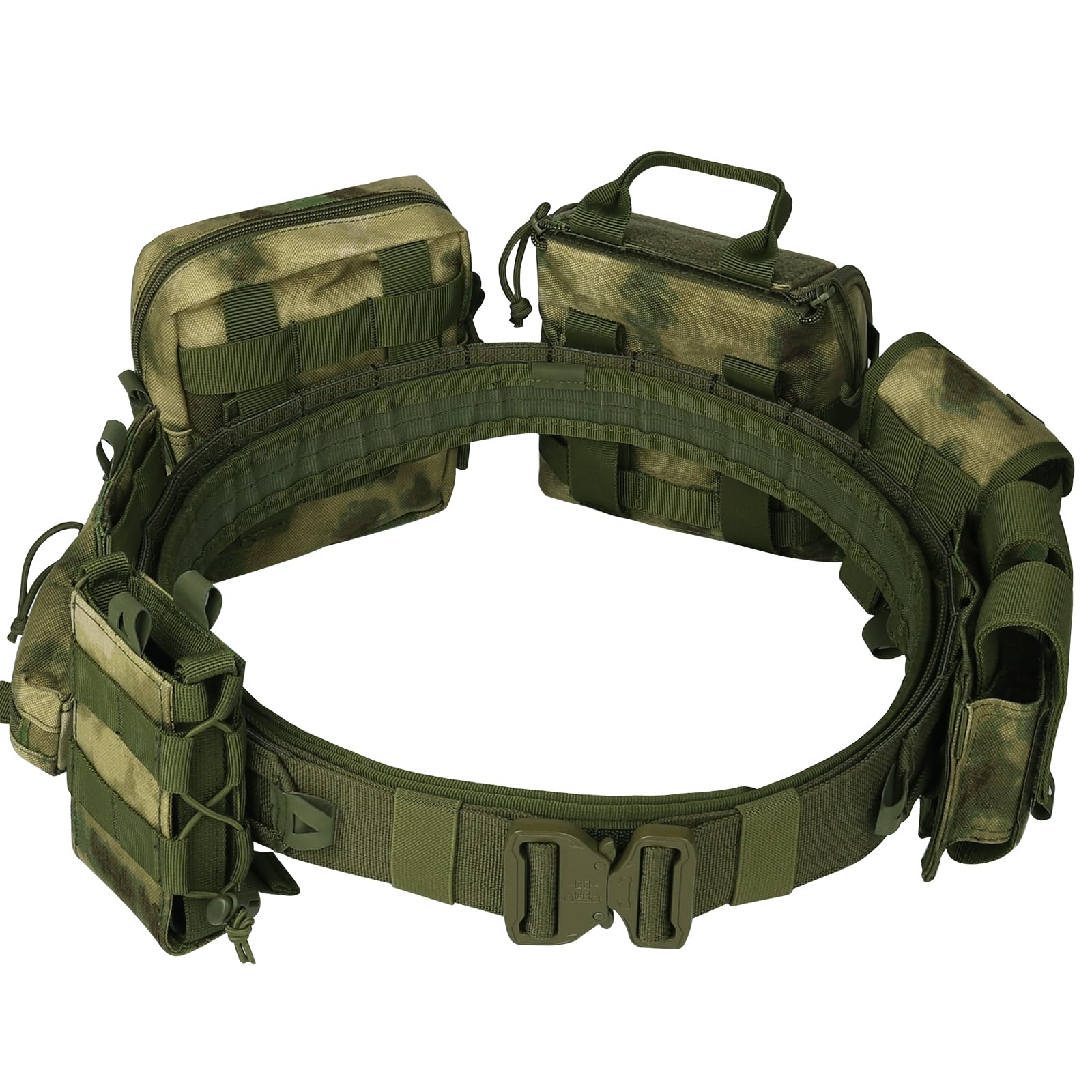 BOMTURN Tactical Battle Belt with Pouches Accessories Law Enforcement Duty Combat Military Utility Police Belt 8ps