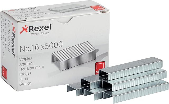 Rexel No.16 24/6 mm Standard Staples, For Stapling up to 20 Sheets, Use with Desktop Staplers and Pliers, Box of 5000, 6010