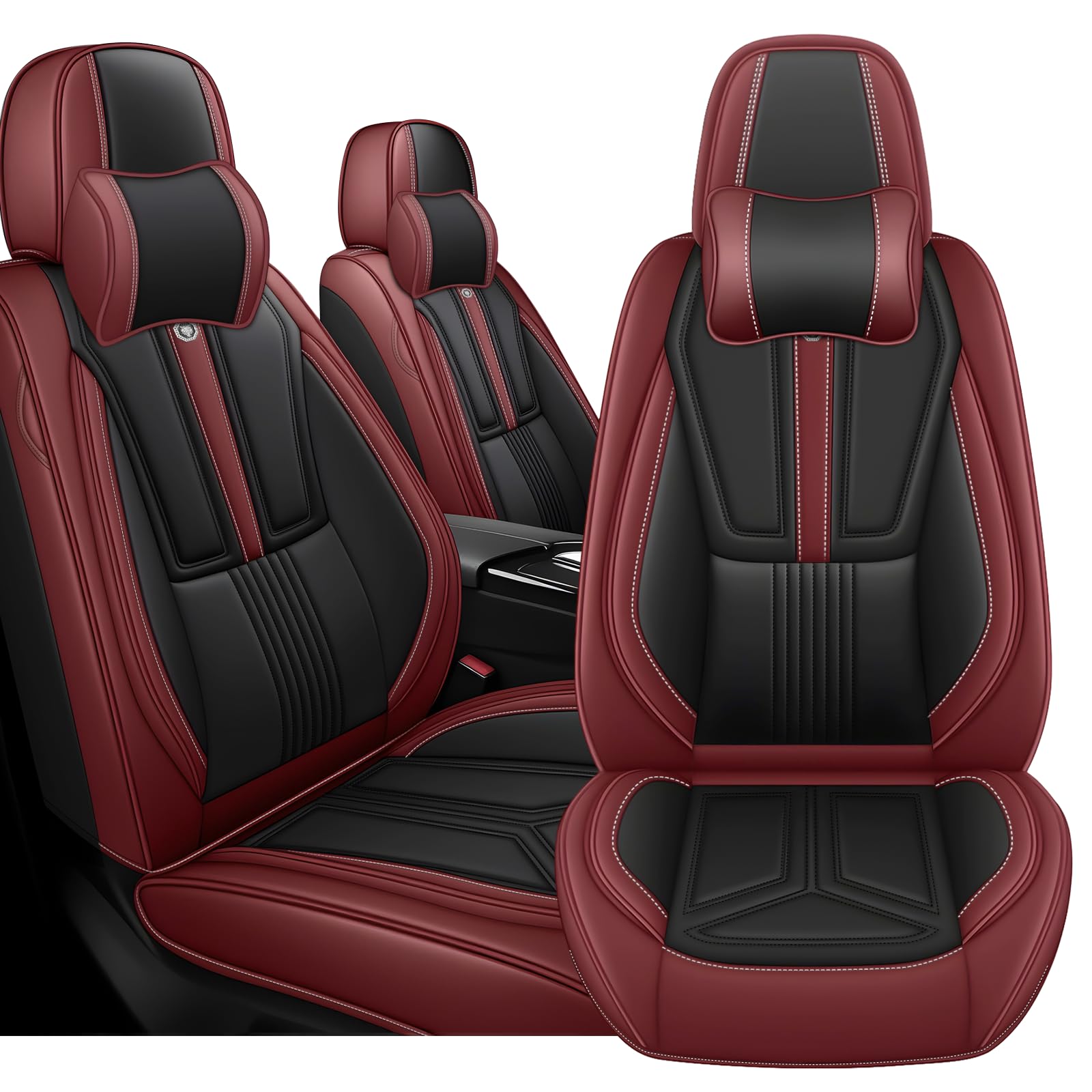 Arazi Front Car Seat Covers for Chevy Camaro 2016-2024,Black&amp;Red Luxury