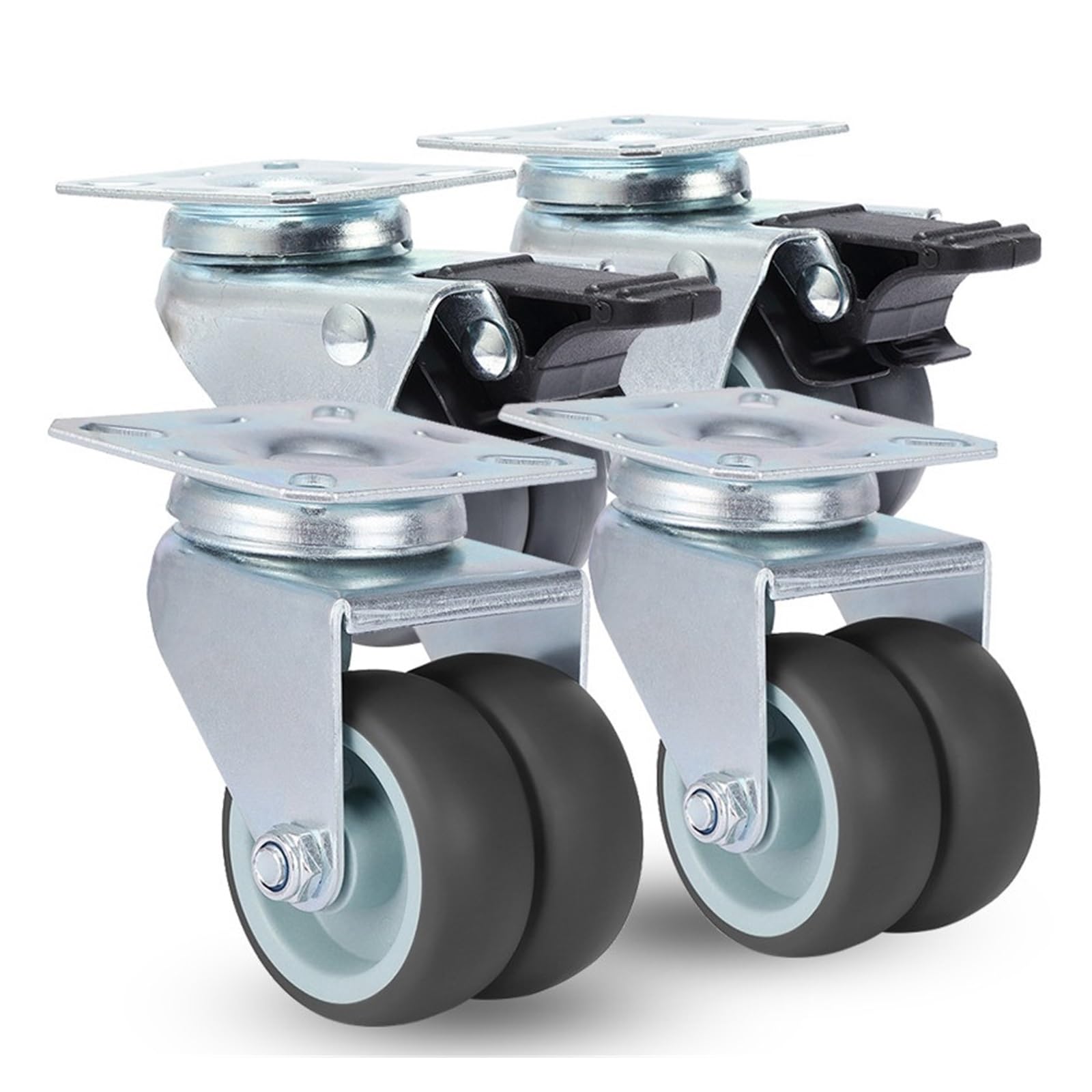 Rueda De Freno De 4 Piezas De 2 Pulgadas, Muebles De Carro De Plataforma | Carro de plataforma, muebles, goma blanda de 2 pulgadas, giro de 360, con freno, rollo suave(Brake and no brake)