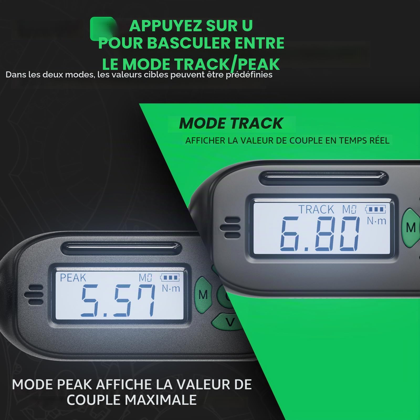 Cle Dynamometrique Electronique 1/2",6,8-135N.m,Clé Dynamométrique Numérique pour Vélo & Moto,Clé à Cliquet Douille,avec Buzzer et Notification Flash LED