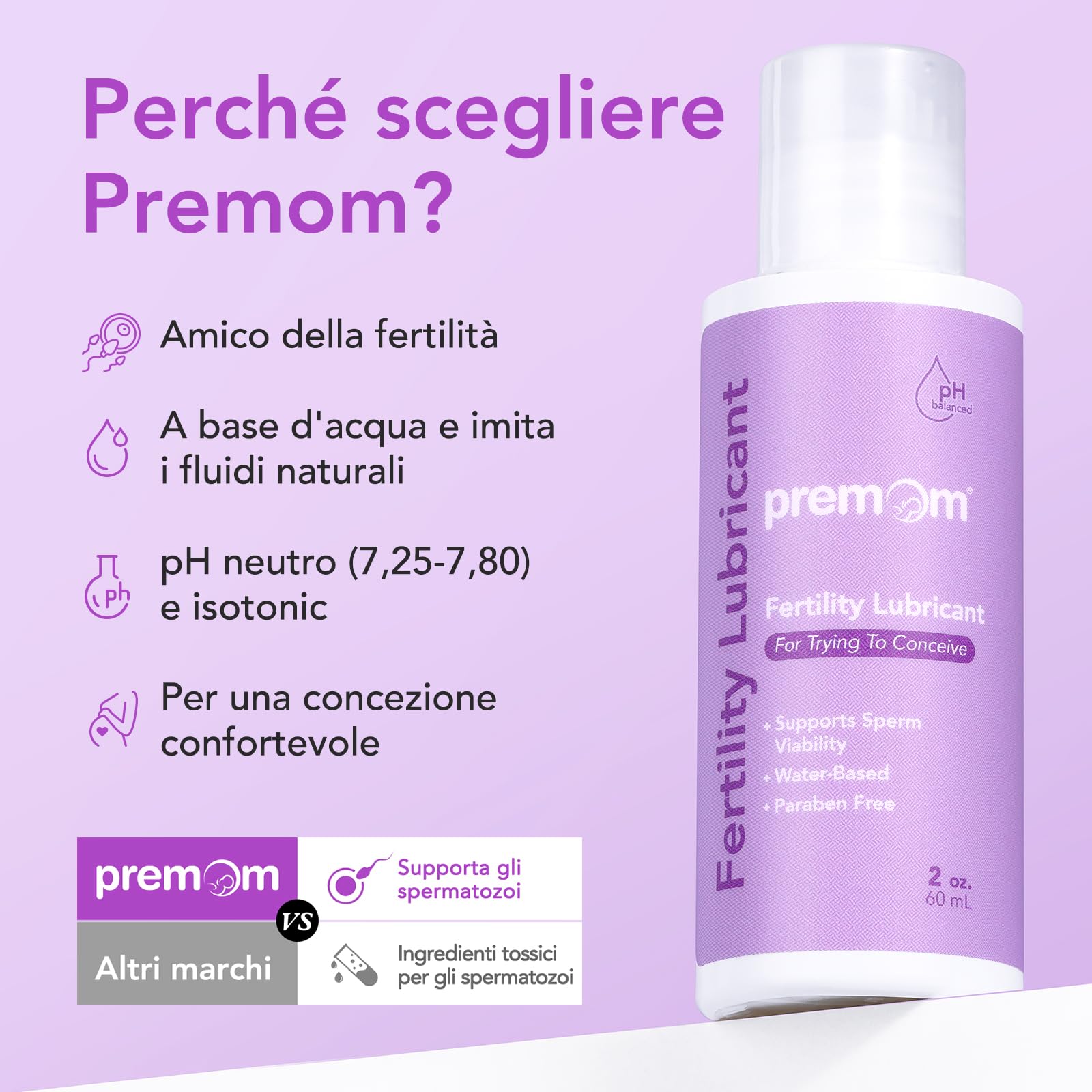 Premom Lubrificante per la Fertilità - 60ml | Facile da Portare