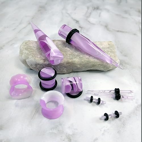 Miniatura 4 de BodyJ4You Kit de estiramiento de orejas de 48 piezas, calibre 14G-00G para principiantes, aceite de jojoba para cuidado posterior, tapones acrílicos