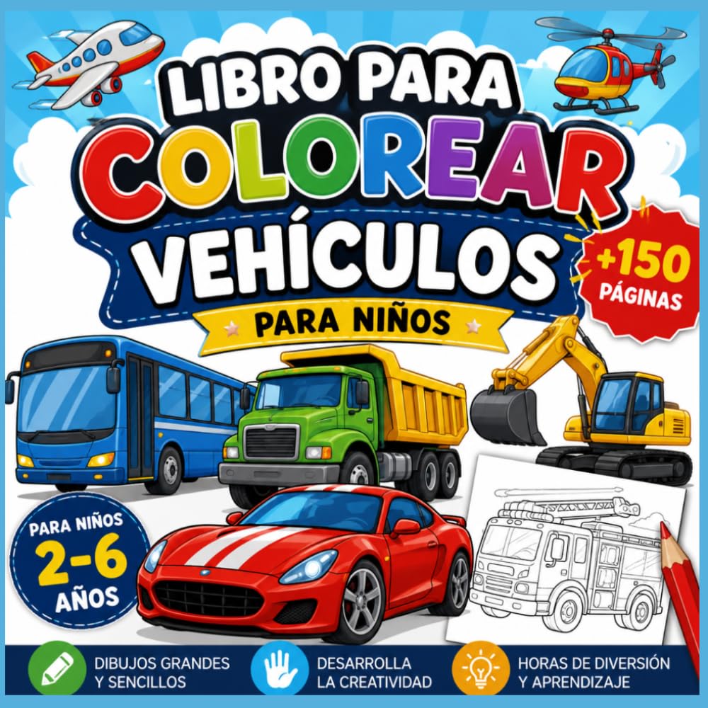 Libro para colorear vehiculos