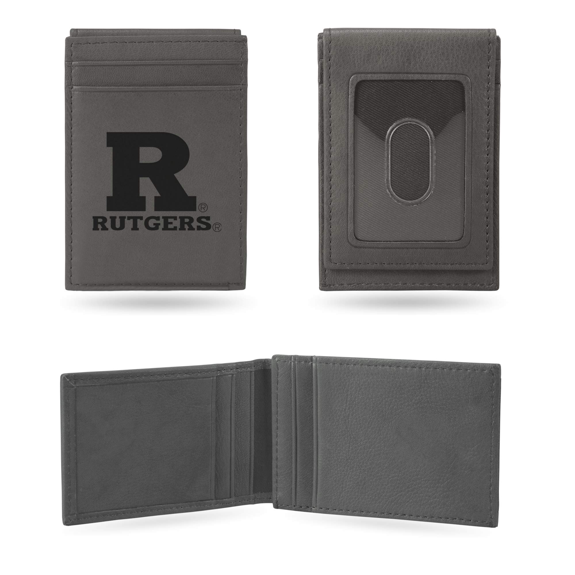 Rico Industries NCAA Gray Laser Engraved Front Pocket Wallet - Compact/Comfortable/Slim