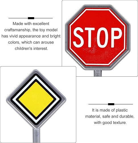 Miniatura 4 de TOYANDONA Juego de señales de tráfico multicolor, luz de carretera, parada de tráfico, fabricante de tráfico, juguete de señal de cruce peatonal