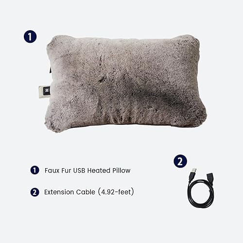 Miniatura 3 de ZonLi Almohada térmica USB de piel sintética de lujo para aliviar el dolor, almohada eléctrica de 5 V con 3 ajustes de calor (104 F a 140 F), para