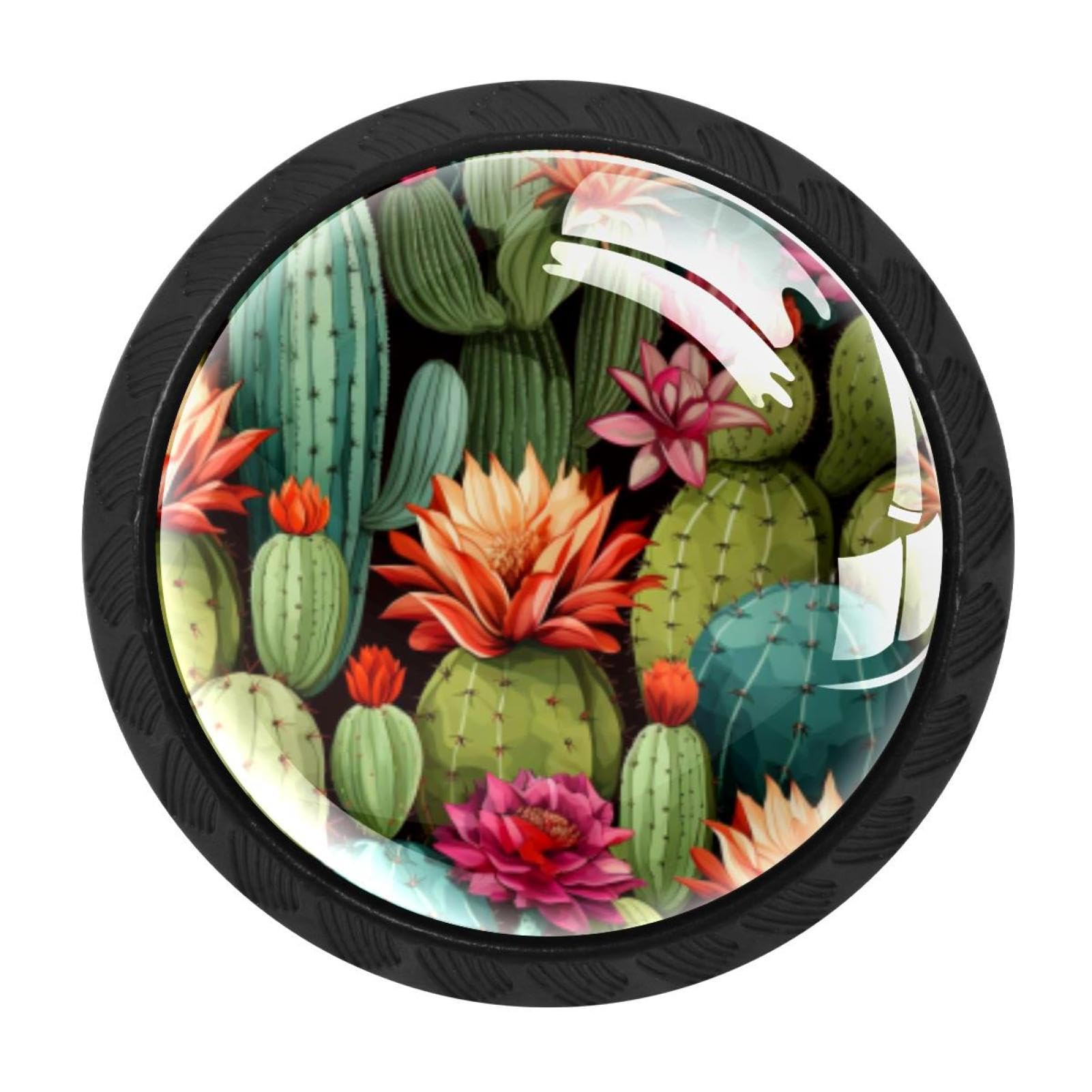 CHENZZZZ 4 pcs Cactus Cabinet Knobs Crystal Drawer Pulls for Kitchen, Bathroom Cabinet, Dresser and Cupboard