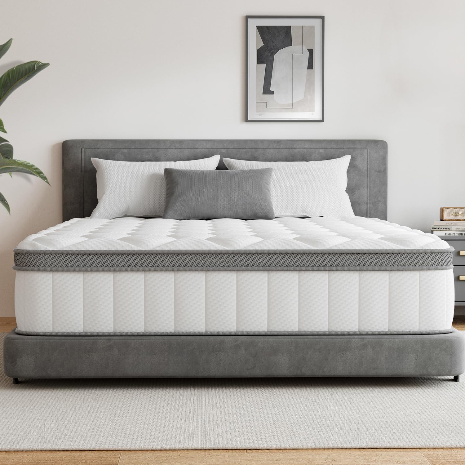 Matratze 90x200, Höhe 25cm Taschenfederkernmatratze, 7 Zonen orthopädische Matratze, Härtegrad H3 mit abnehmbarem waschbarem Spannbettlaken, Für die ganze Familie, Oeko-TEX Zertifiziert