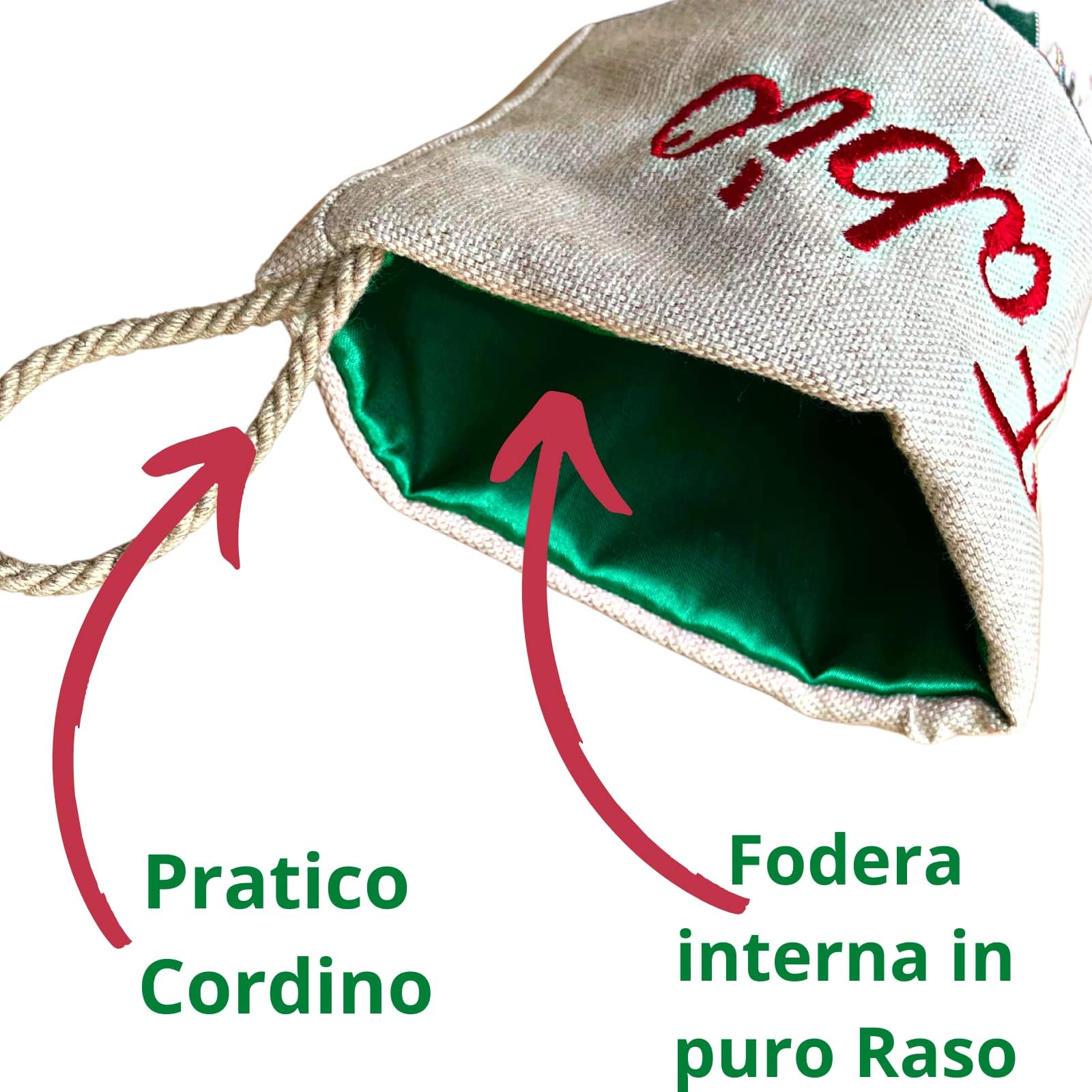 Calza Befana Personalizzata con Nome Ricamato – Calza Natalizia Artigianale in Tartan Rosso – Calza della Befana per Bambini e Adulti – Regalo Personalizzato Natale